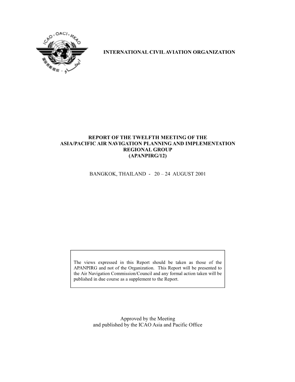 International Civil Aviation Organization Report