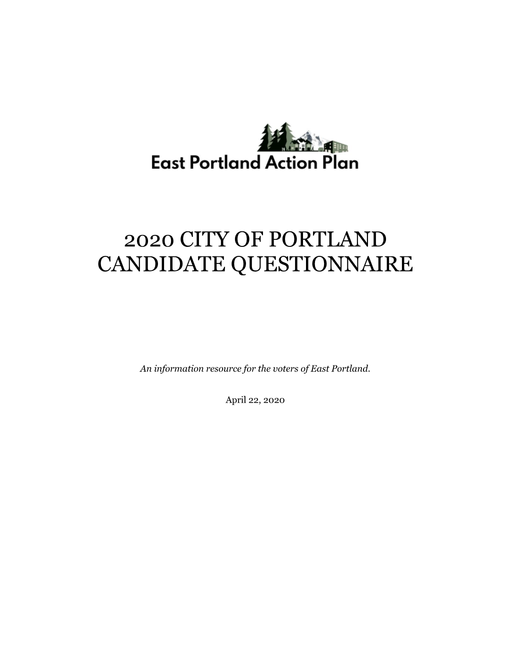 2020 City of Portland Candidate Questionnaire
