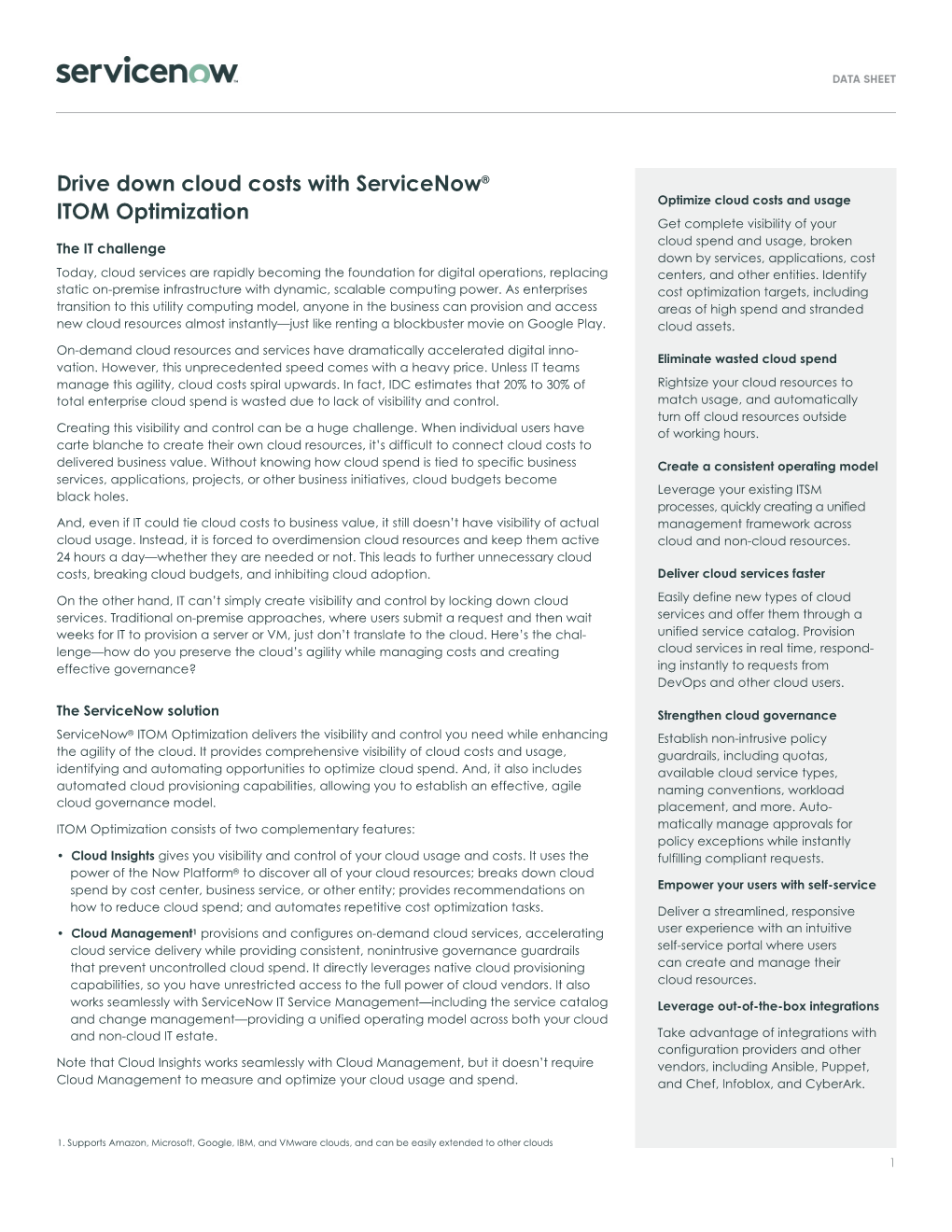 Drive Down Cloud Costs with Servicenow® ITOM Optimization