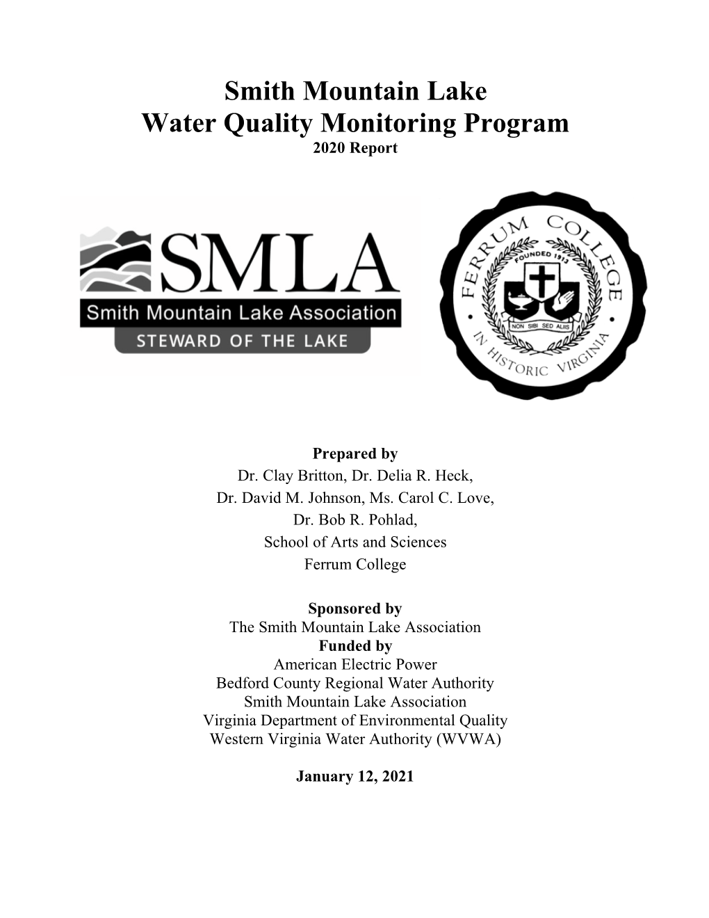 Smith Mountain Lake Water Quality Monitoring Program 2020 Report