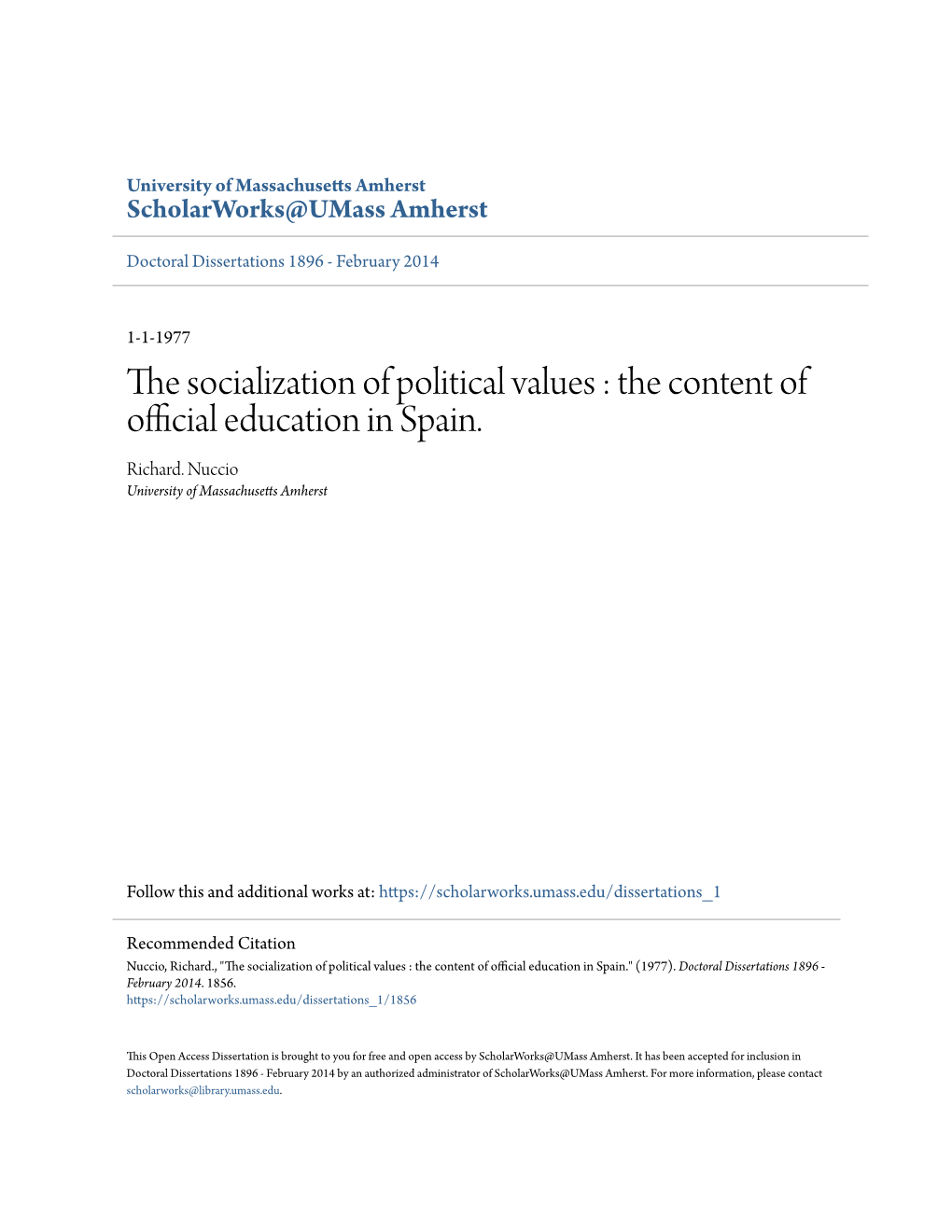 The Socialization of Political Values : the Content of Official Education in Spain
