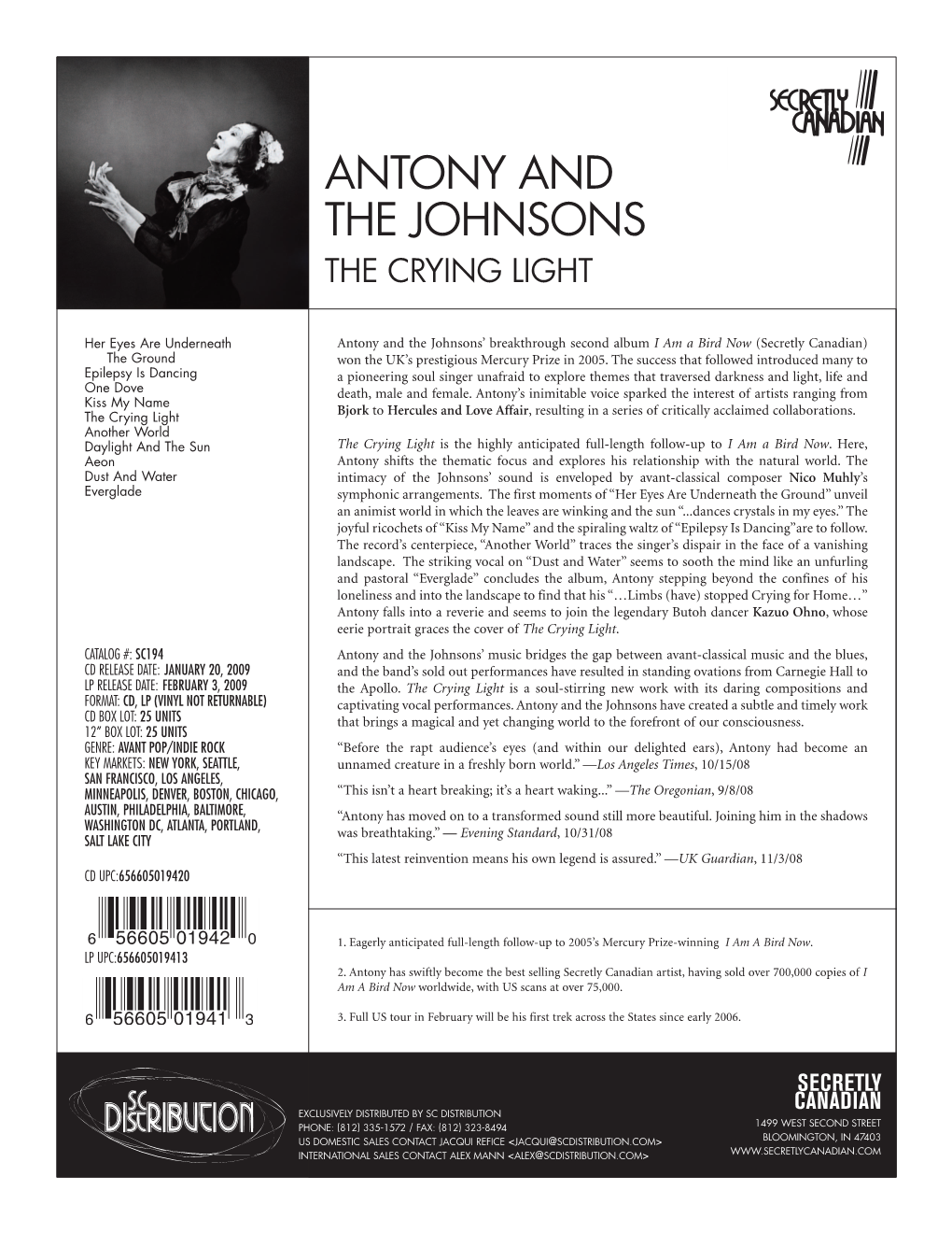 Antony and the Johnsons the Crying Light