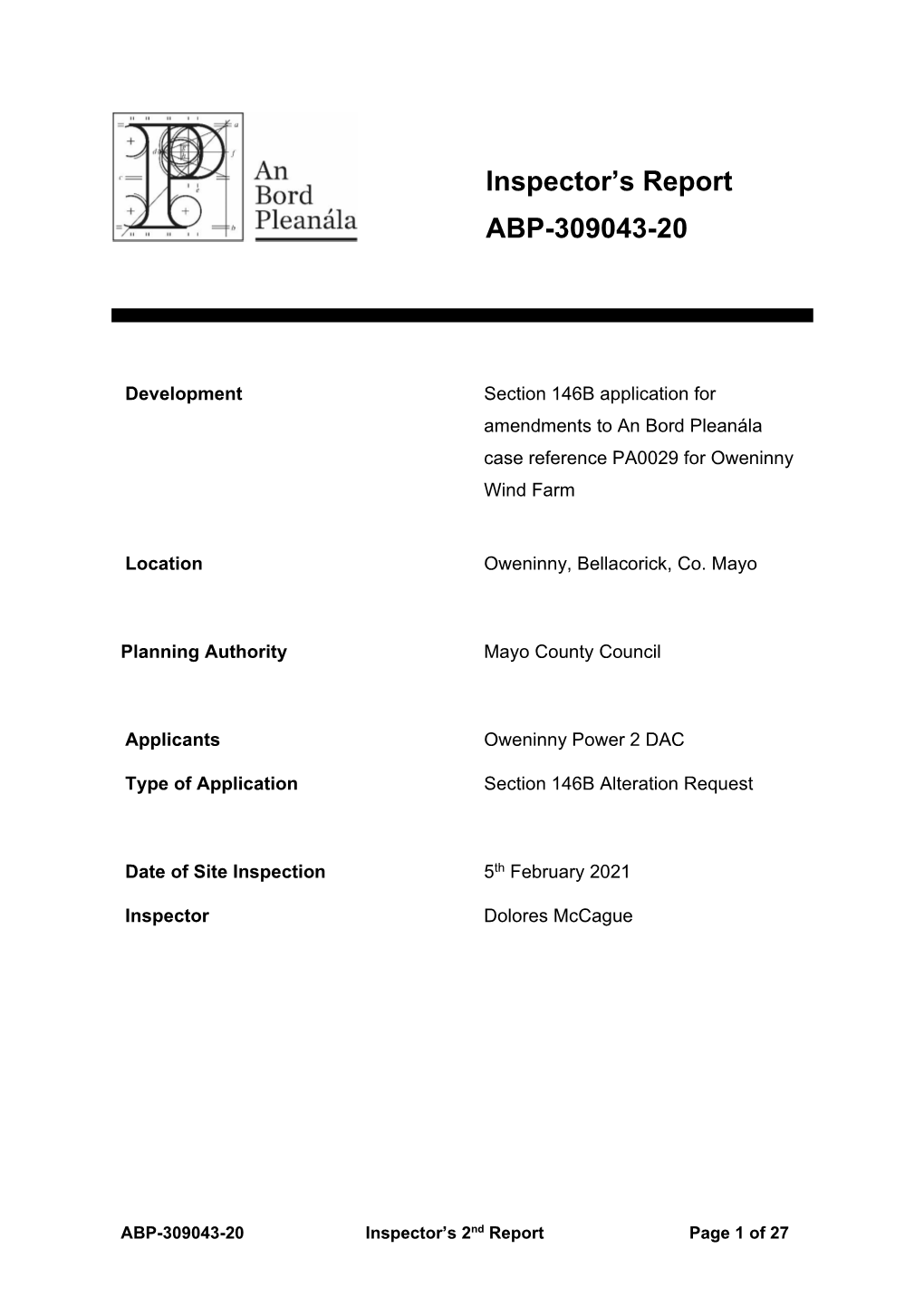 Inspector's Report ABP-309043-20