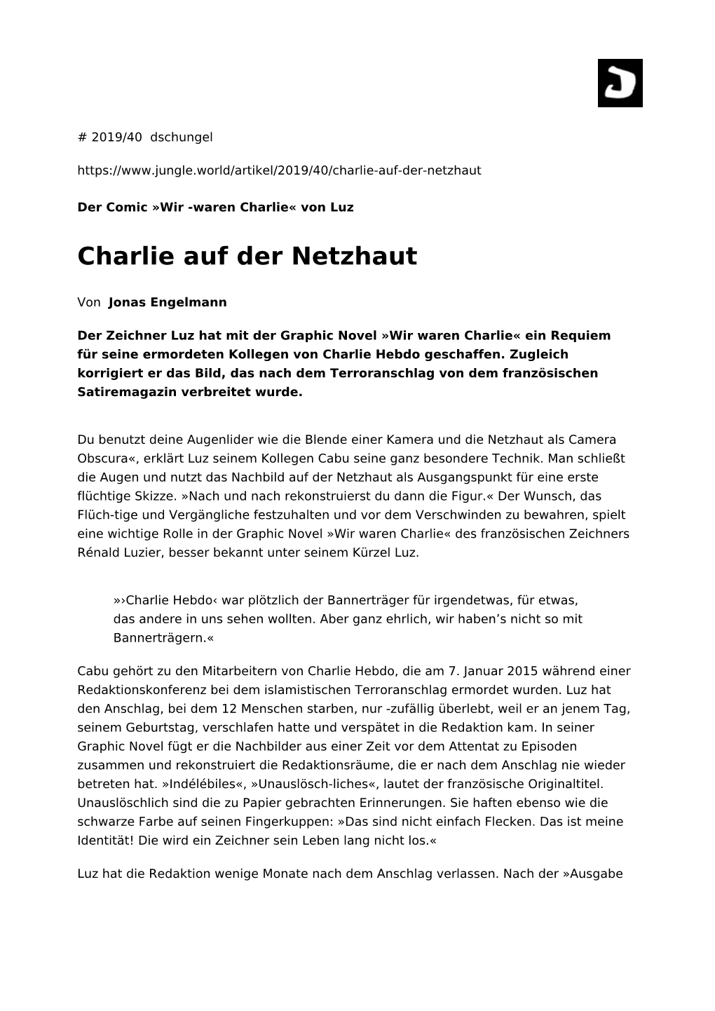 Charlie Auf Der Netzhaut