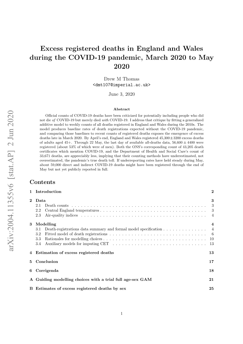 Excess Registered Deaths in England and Wales During the COVID-19 Pandemic, March 2020 to May 2020