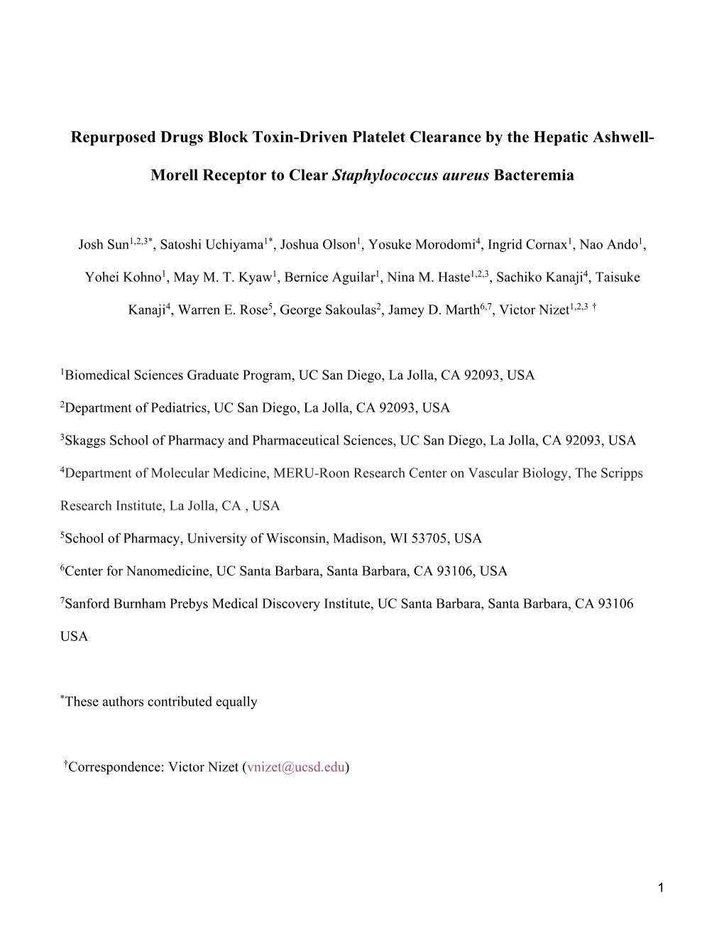 Morell Receptor to Clear Staphylococcus Aureus Bacteremia