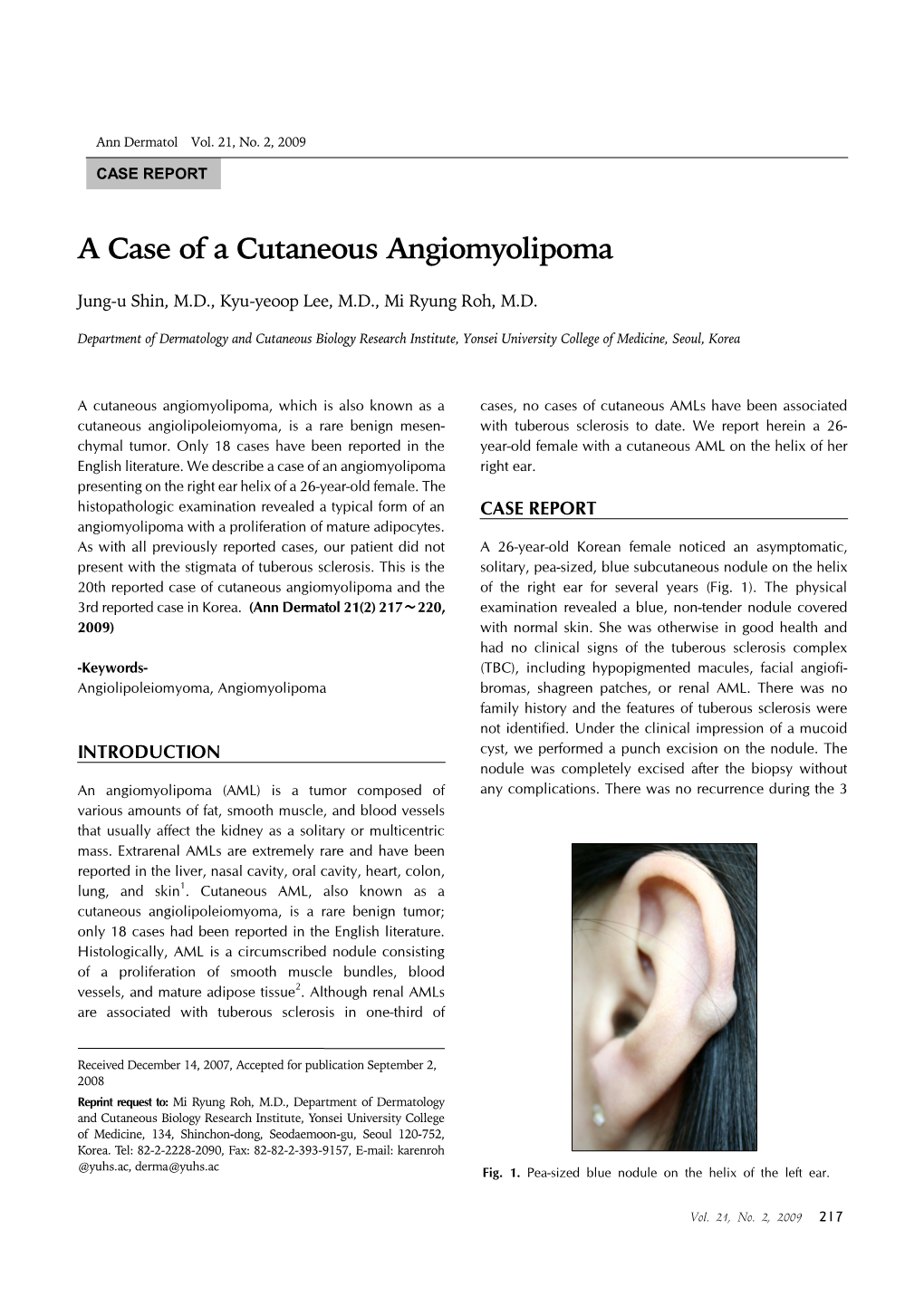 A Case of a Cutaneous Angiomyolipoma
