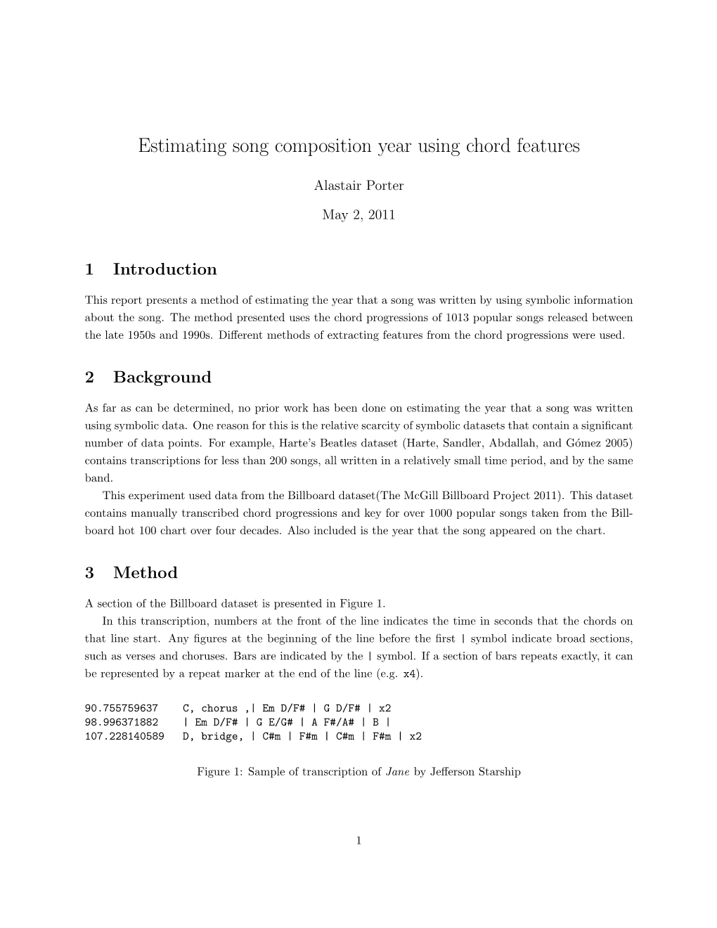 Estimating Song Composition Year Using Chord Features