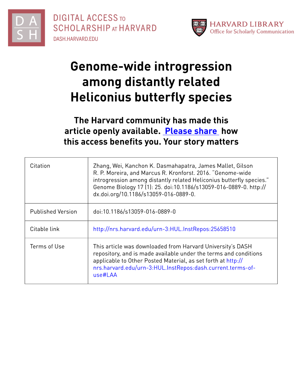 Genome-Wide Introgression Among Distantly Related Heliconius Butterfly Species