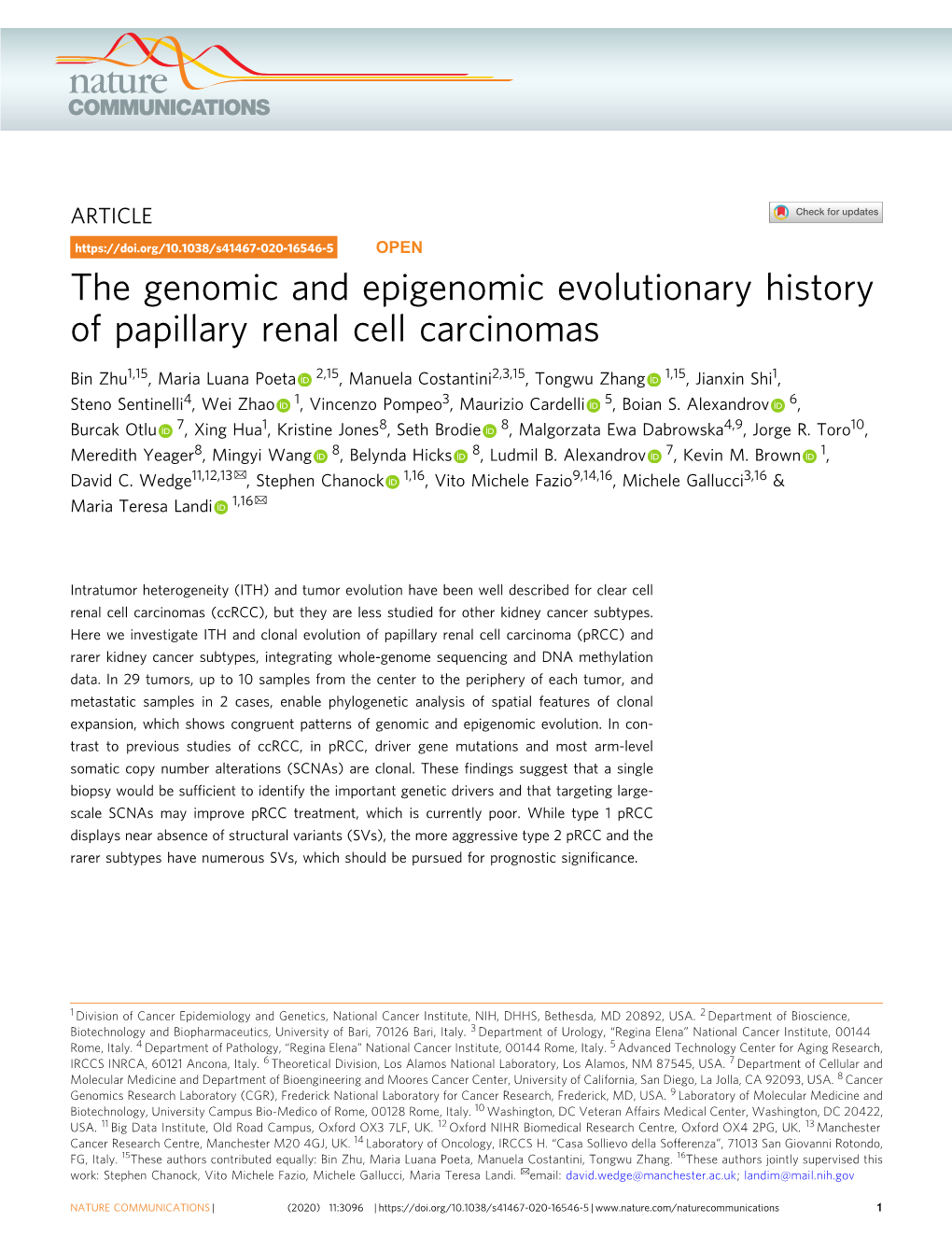 The Genomic and Epigenomic Evolutionary History of Papillary Renal Cell Carcinomas