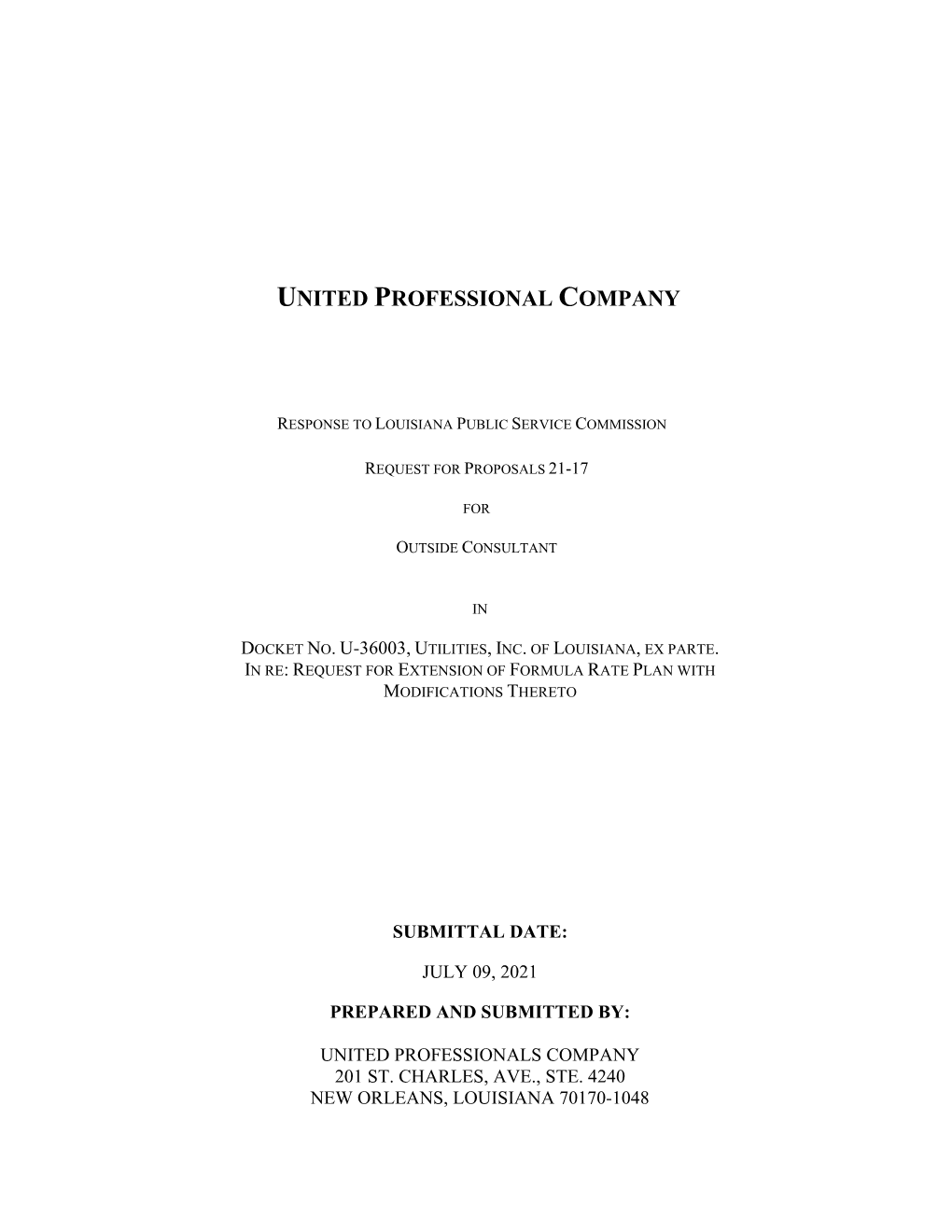 Response to Louisiana Housing Corporation RFP for WAP And