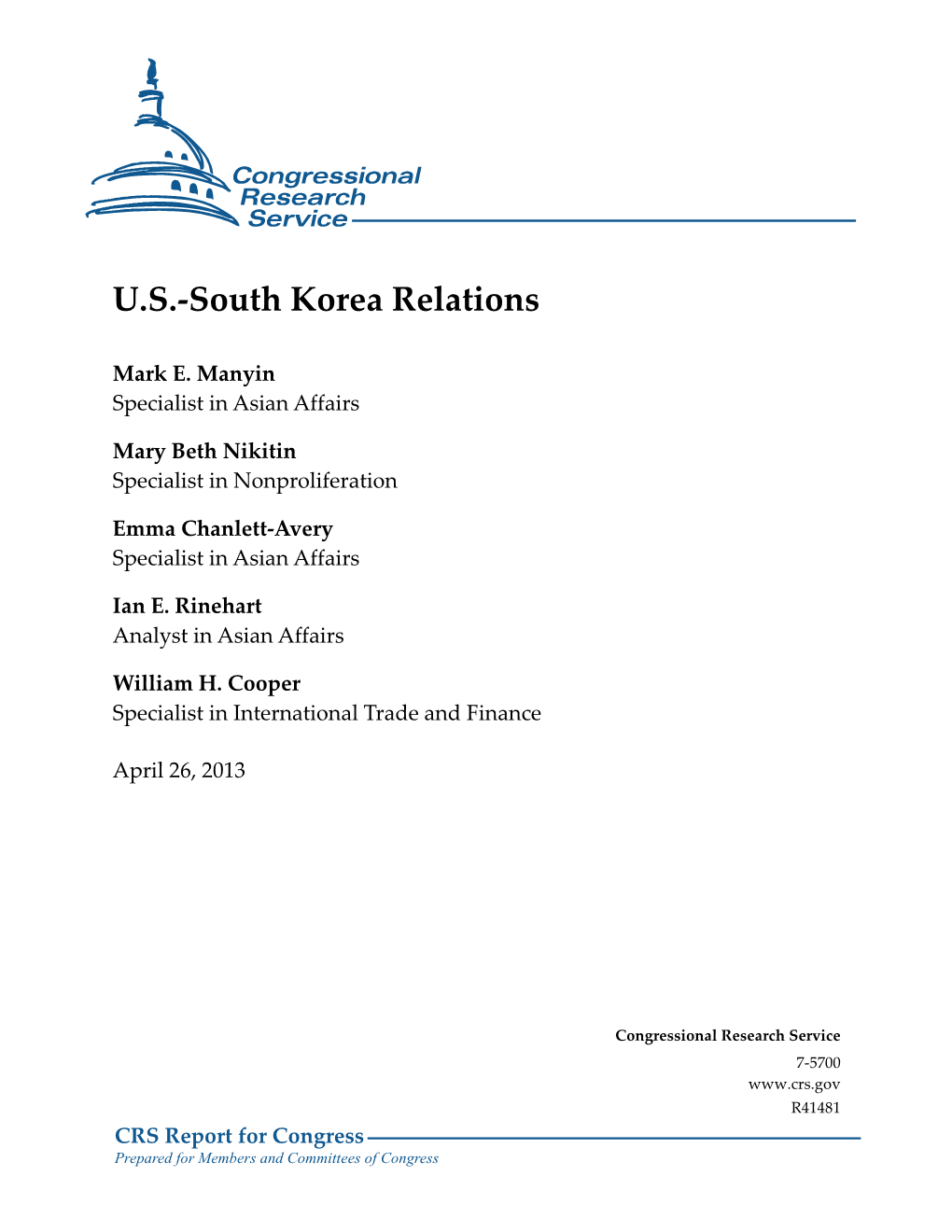 U.S.-South Korea Relations