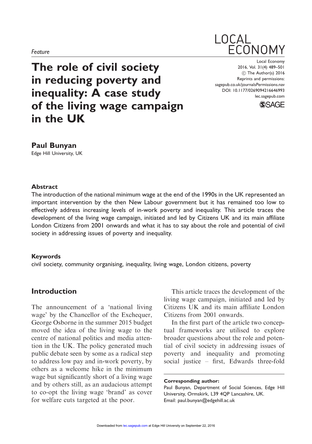 The Role of Civil Society in Reducing Poverty and Inequality