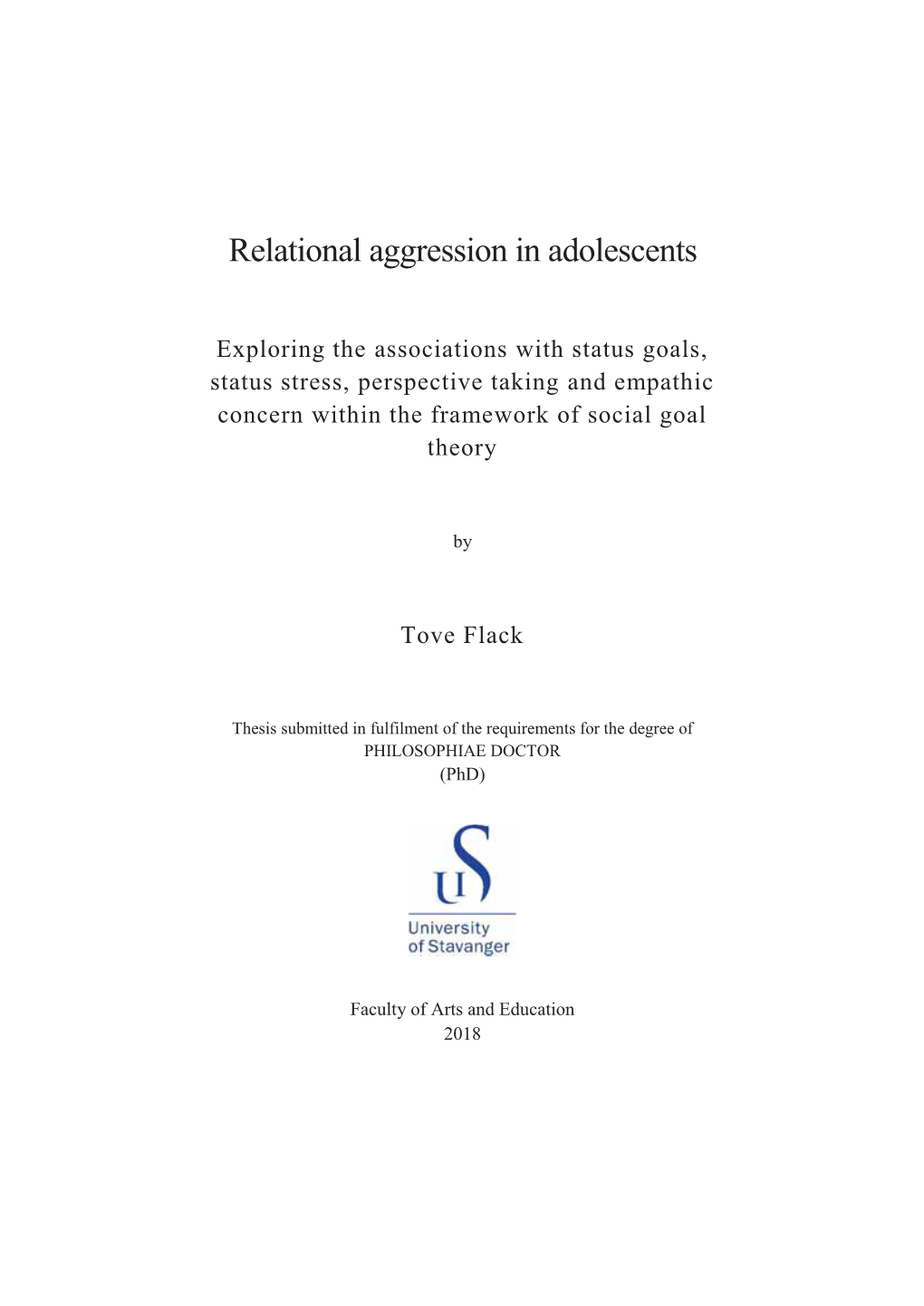 Relational Aggression in Adolescents