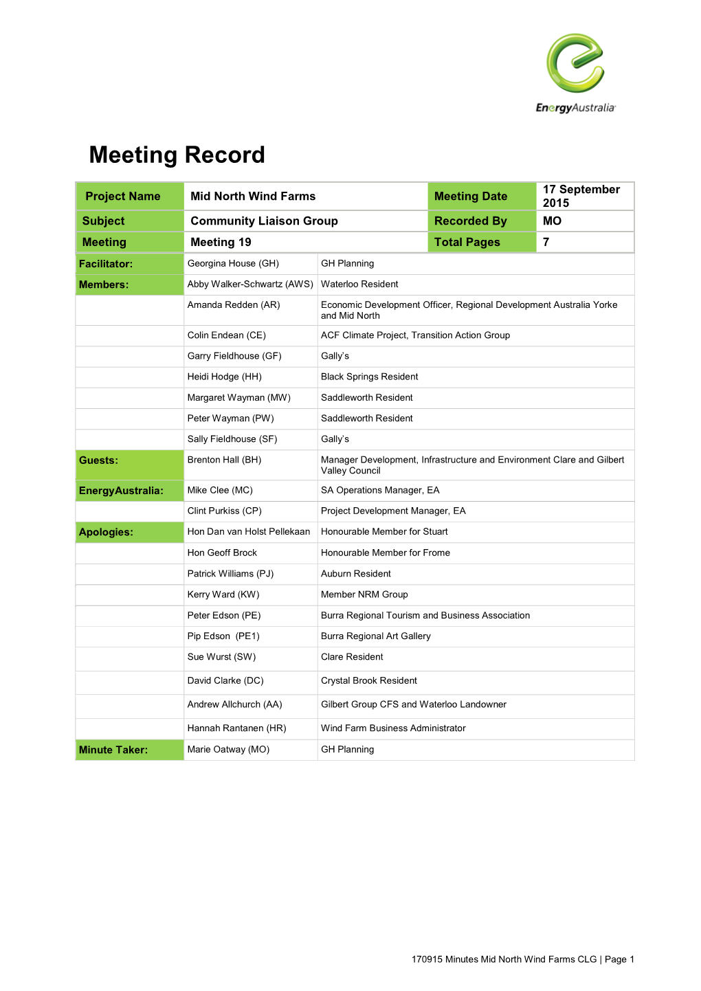 Meeting Record