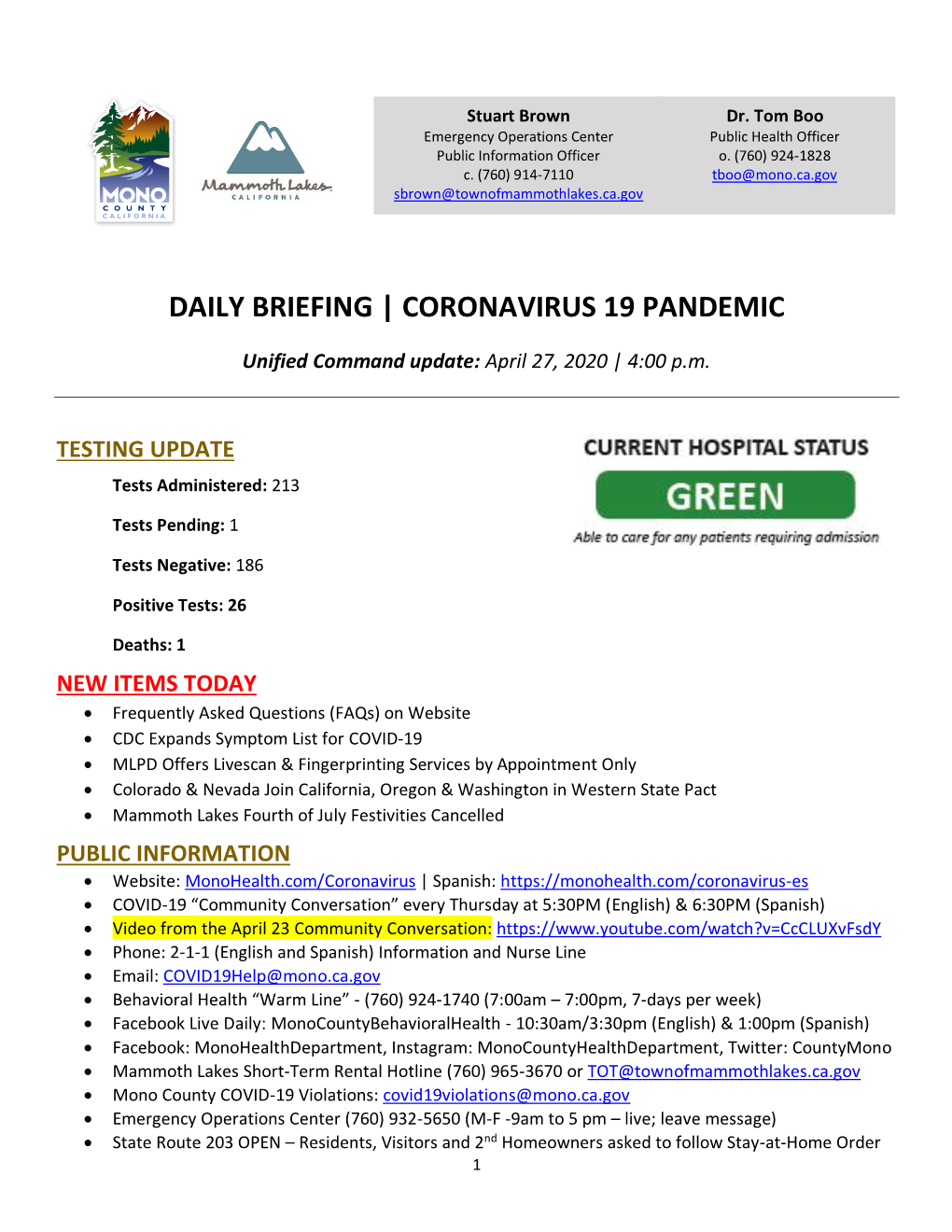 Daily Briefing | Coronavirus 19 Pandemic