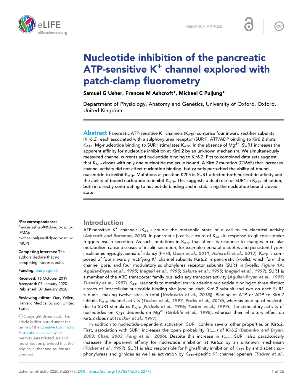 Nucleotide Inhibition of the Pancreatic ATP-Sensitive K Channel Explored