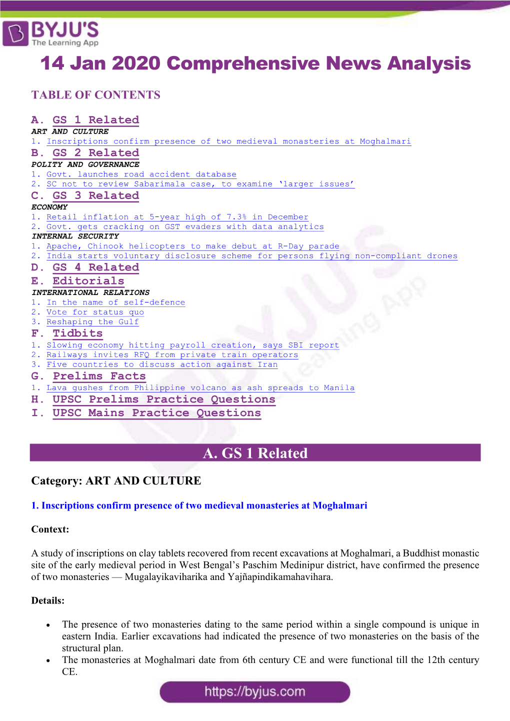 14 Jan 2020 Comprehensive News Analysis