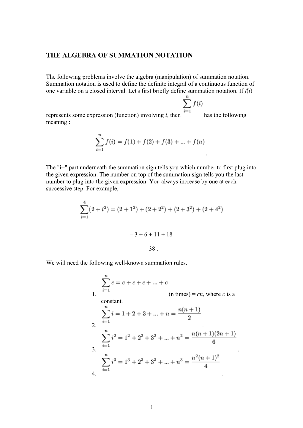 The Algebra of Summation Notation