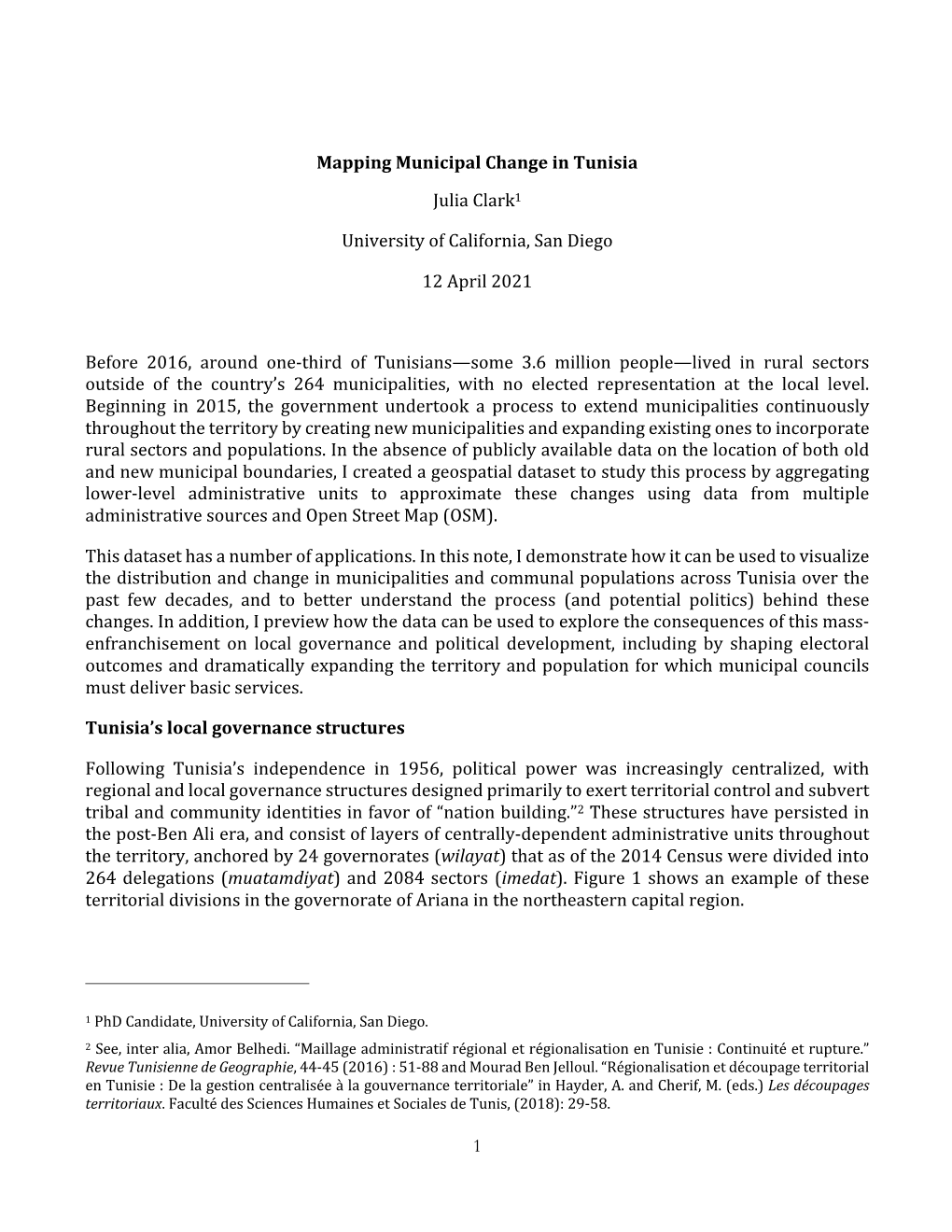 Mapping Municipal Change in Tunisia, Julia Clark