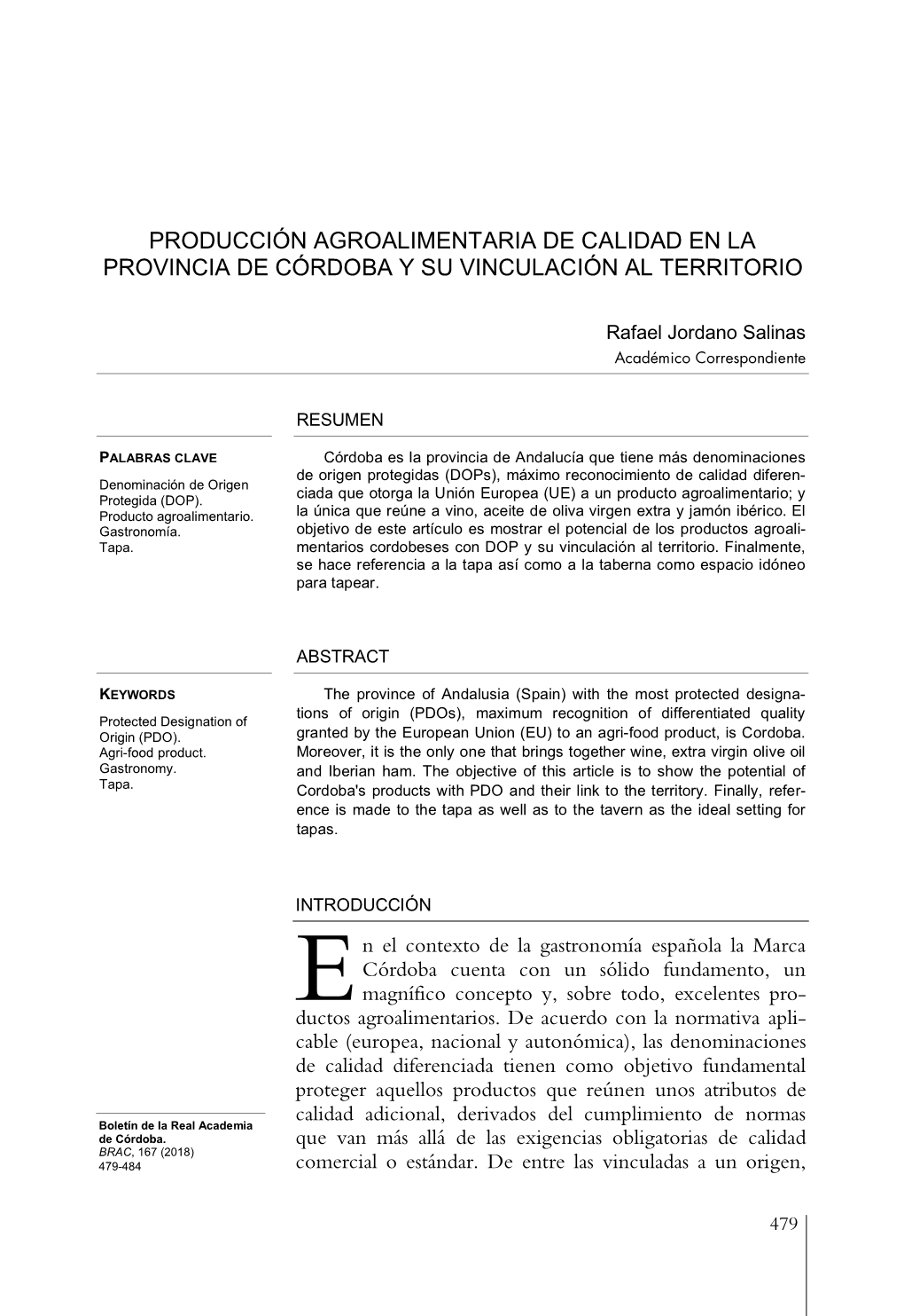 Producción Agroalimentaria De Calidad En La Provincia De Córdoba Y Su Vinculación Al Territorio