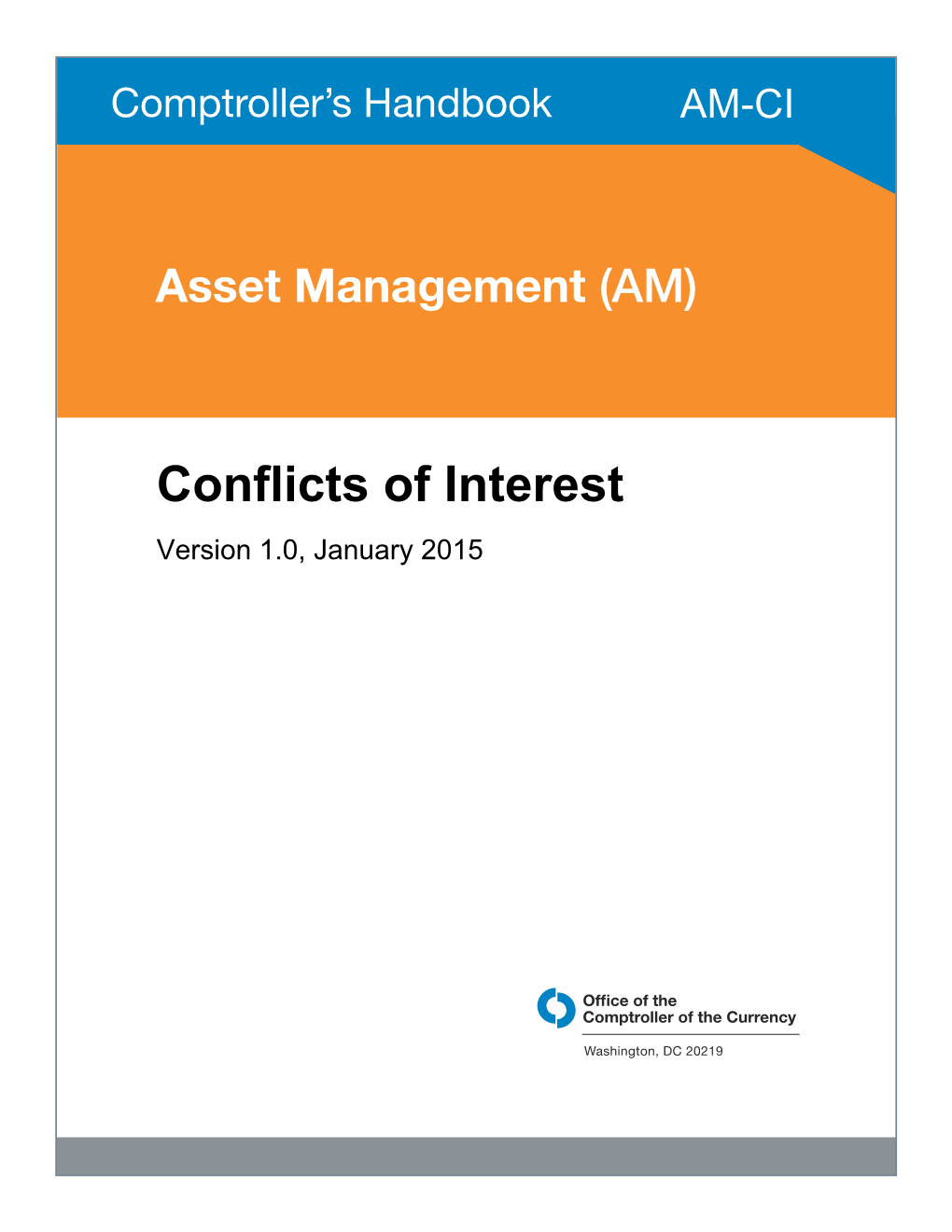 Comptroller's Handbook, Conflicts of Interest