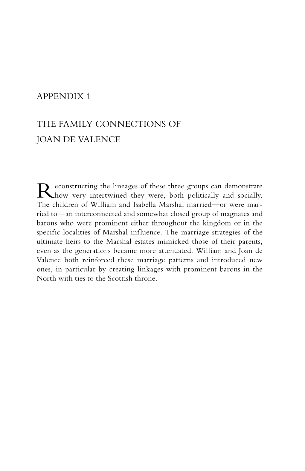 Appendix 1 the Family Connections of Joan De