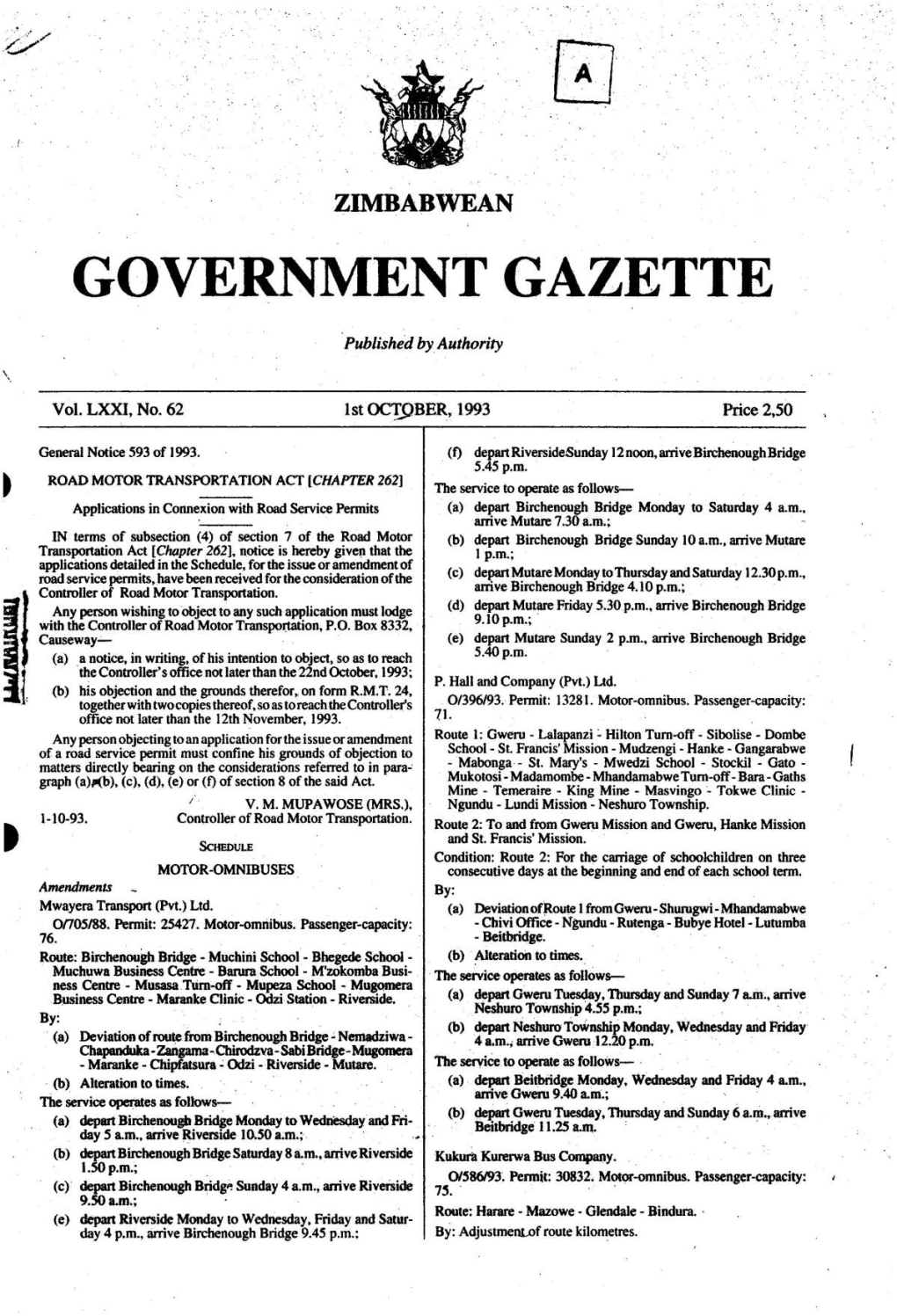 Government Gazette