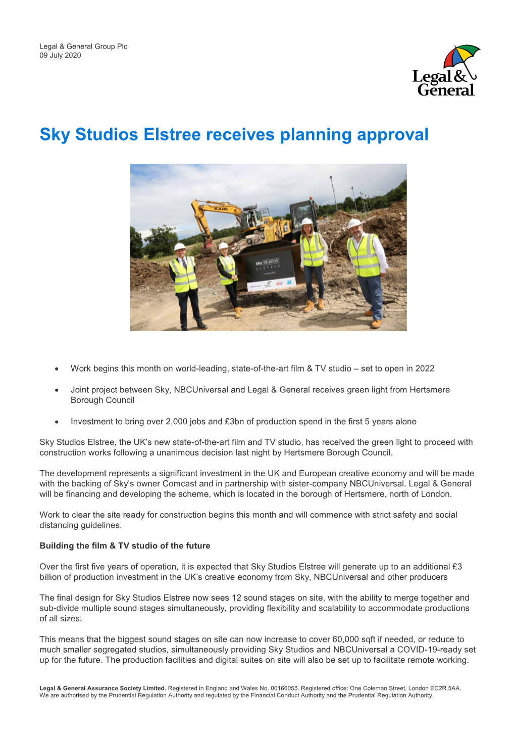 Sky Studios Elstree Receives Planning Approval