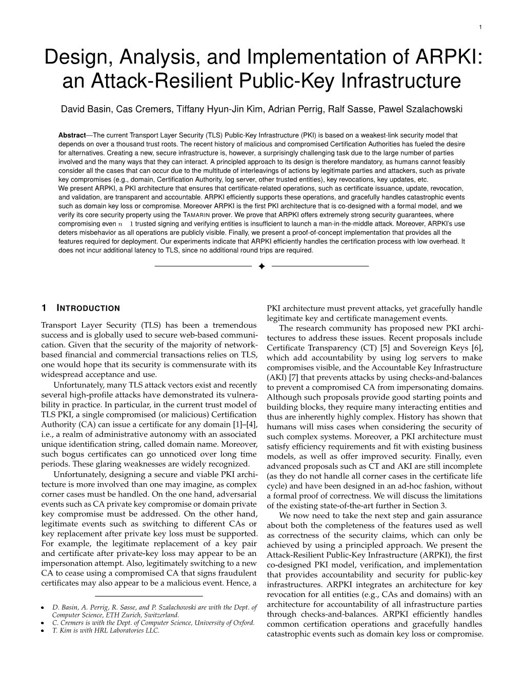 Design, Analysis, and Implementation of ARPKI: an Attack-Resilient Public-Key Infrastructure