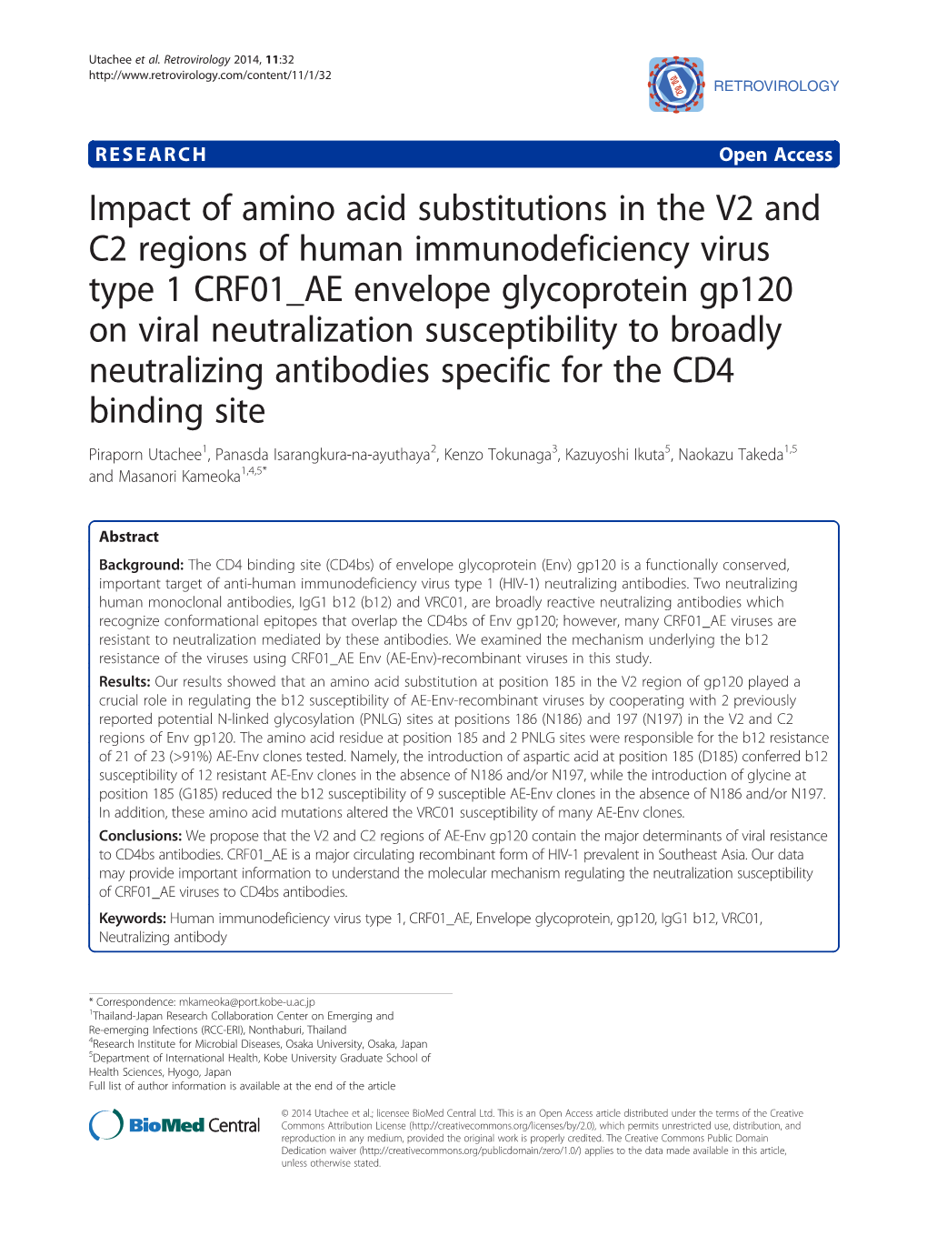 Impact of Amino Acid Substitutions in the V2 and C2 Regions of Human