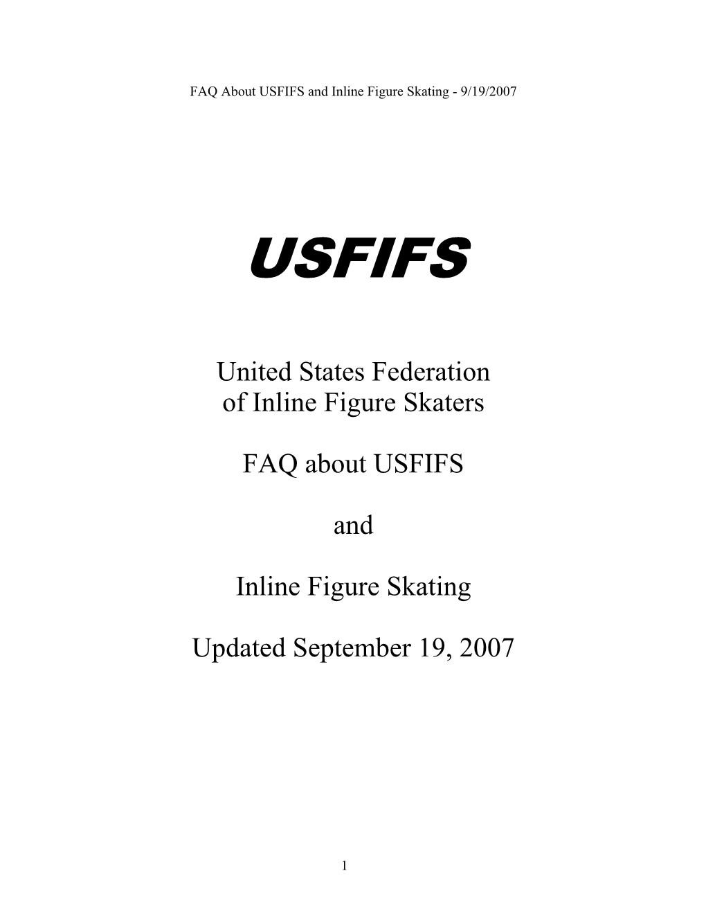 USFIFS and Inline Figure Skating - 9/19/2007