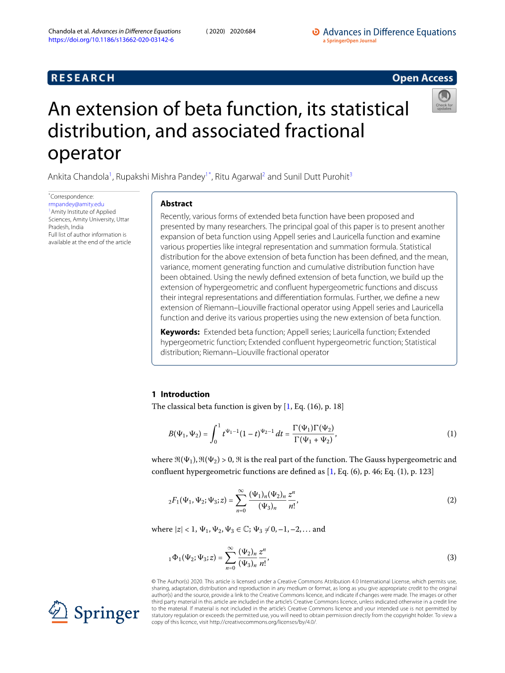 An Extension of Beta Function, Its Statistical Distribution, And