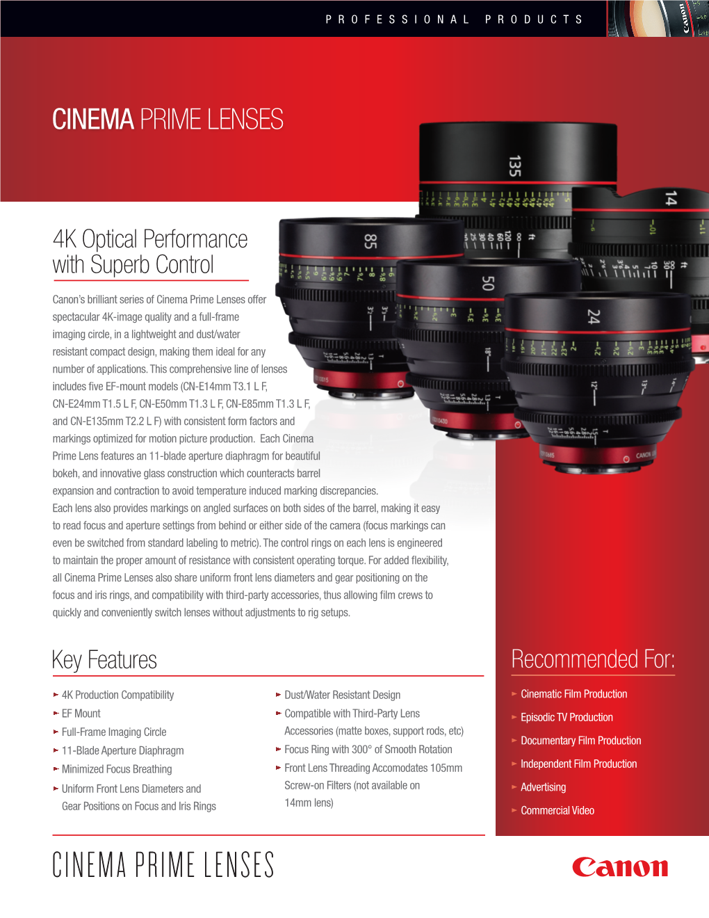 Cinema Prime Lenses