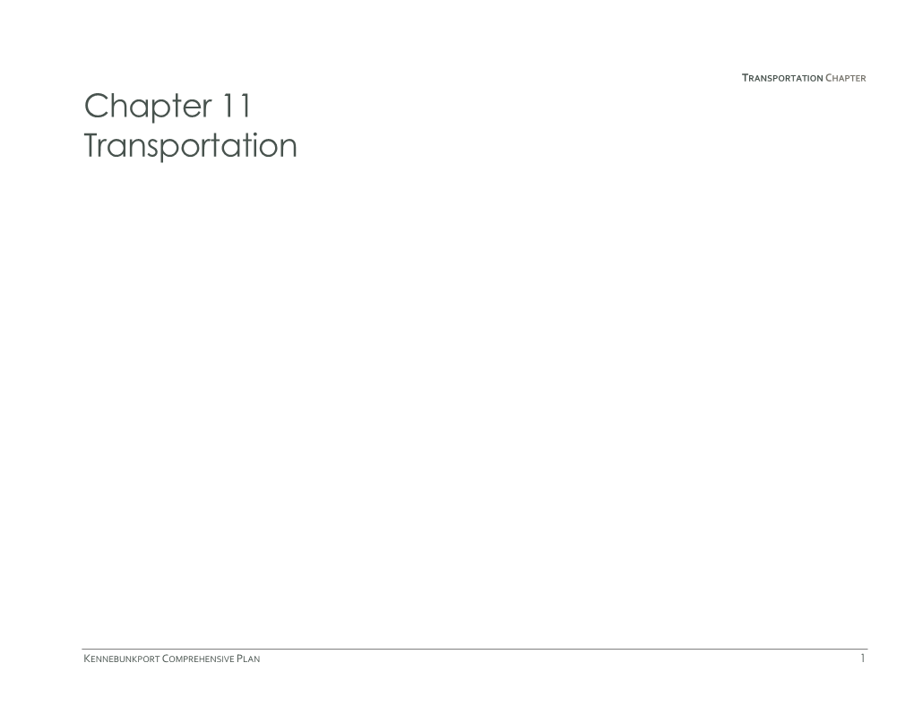 Kennebunkport Comprehensive Plan 1 Transportation Chapter