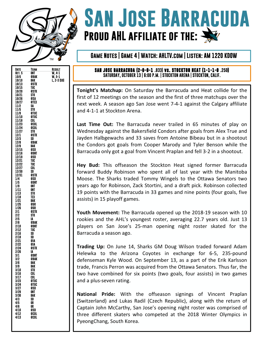 Game Notes | Game 4 | Watch: AHLTV.Com | Listen: AM 1220 KDOW