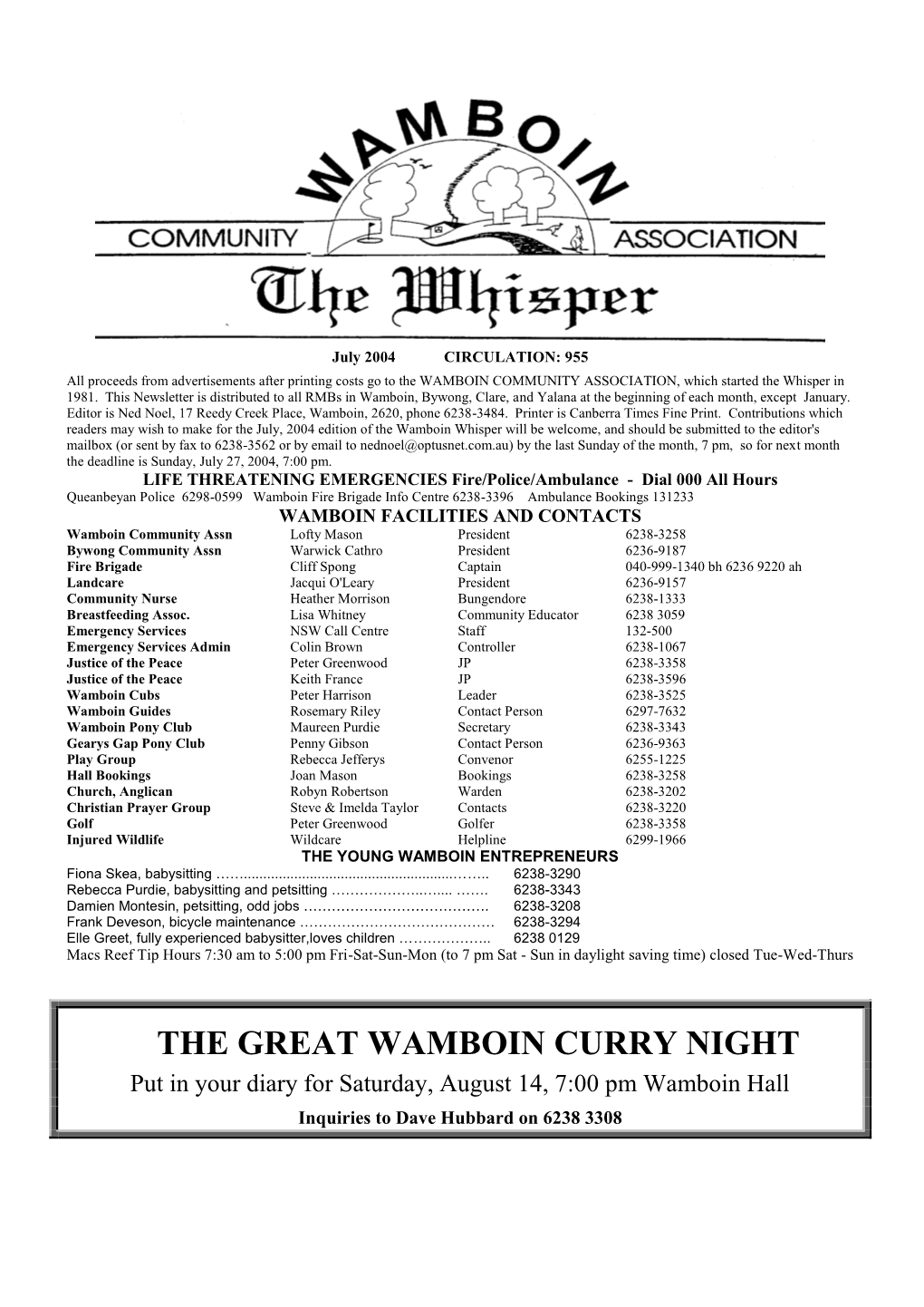 The Great Wamboin Curry Night