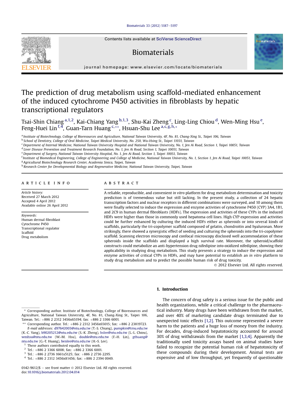 The Prediction of Drug Metabolism Using Scaffold-Mediated Enhancement of the Induced Cytochrome P450 Activities in ﬁbroblasts by Hepatic Transcriptional Regulators