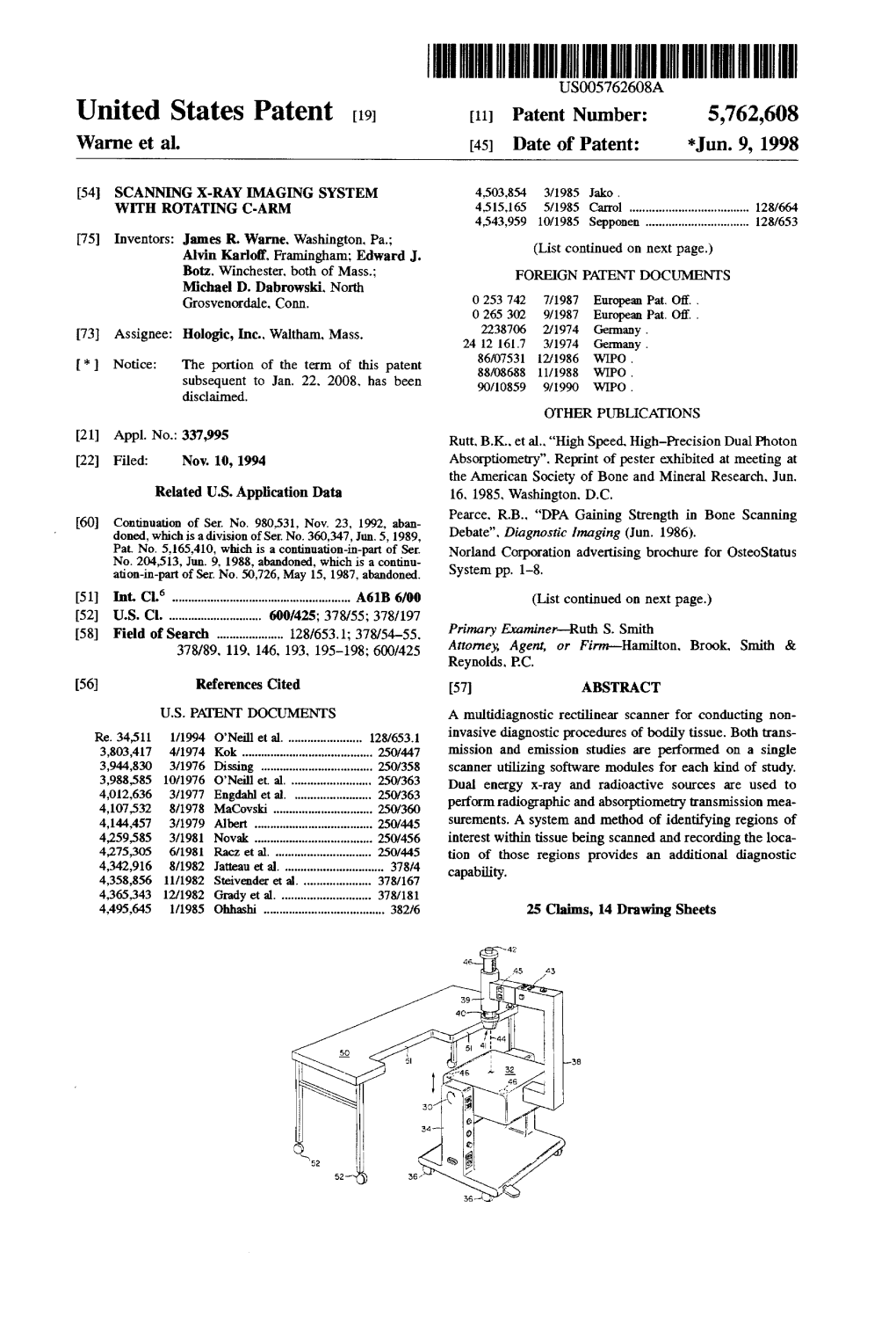 Llllllllllllllllll||||||L|| United States Patent [191 [11] Patent Number: 5,762,608 Wame Et A]