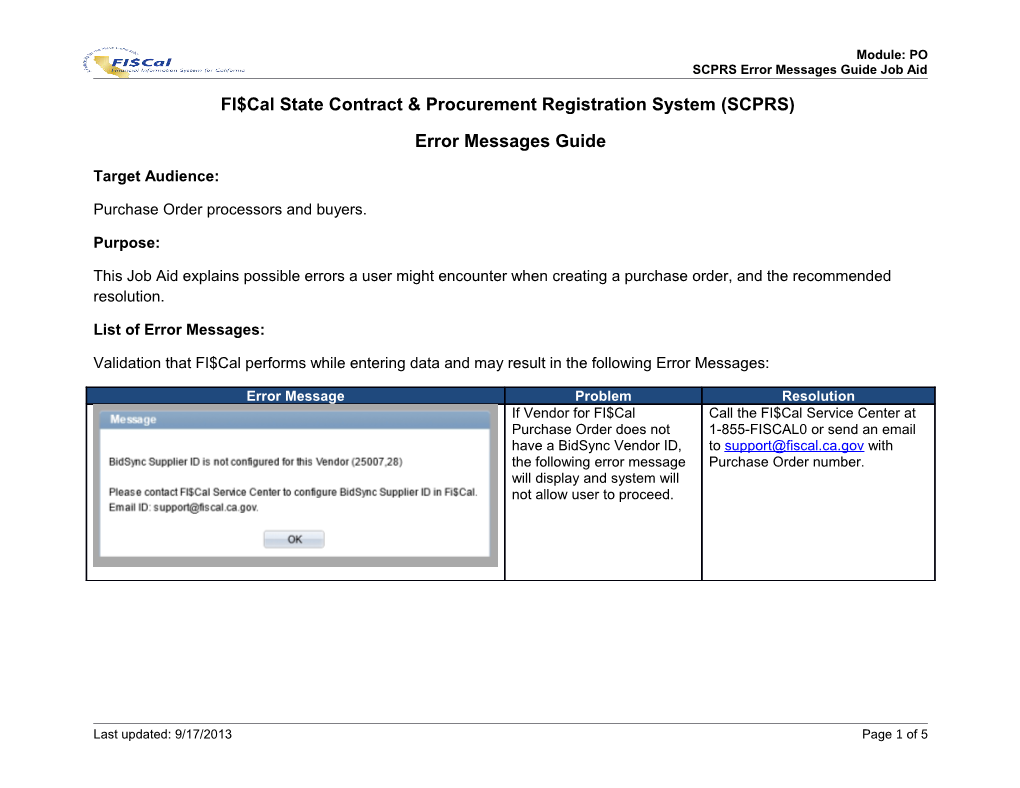 FI$Cal State Contract & Procurement Registration System (SCPRS)