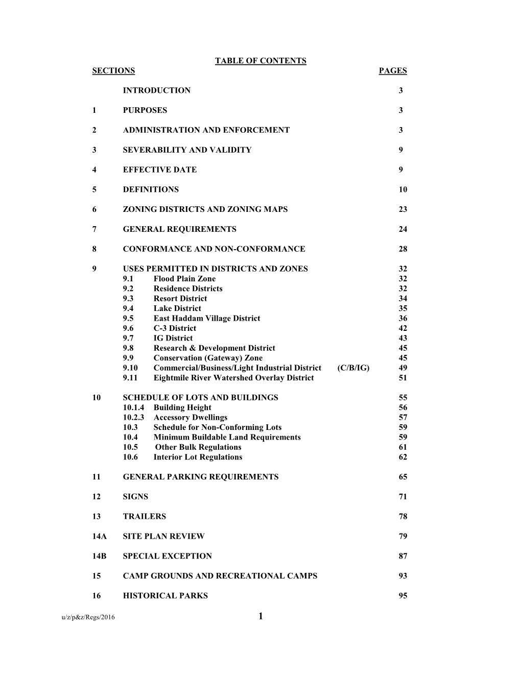 East Haddam Planning & Zoning Regulations