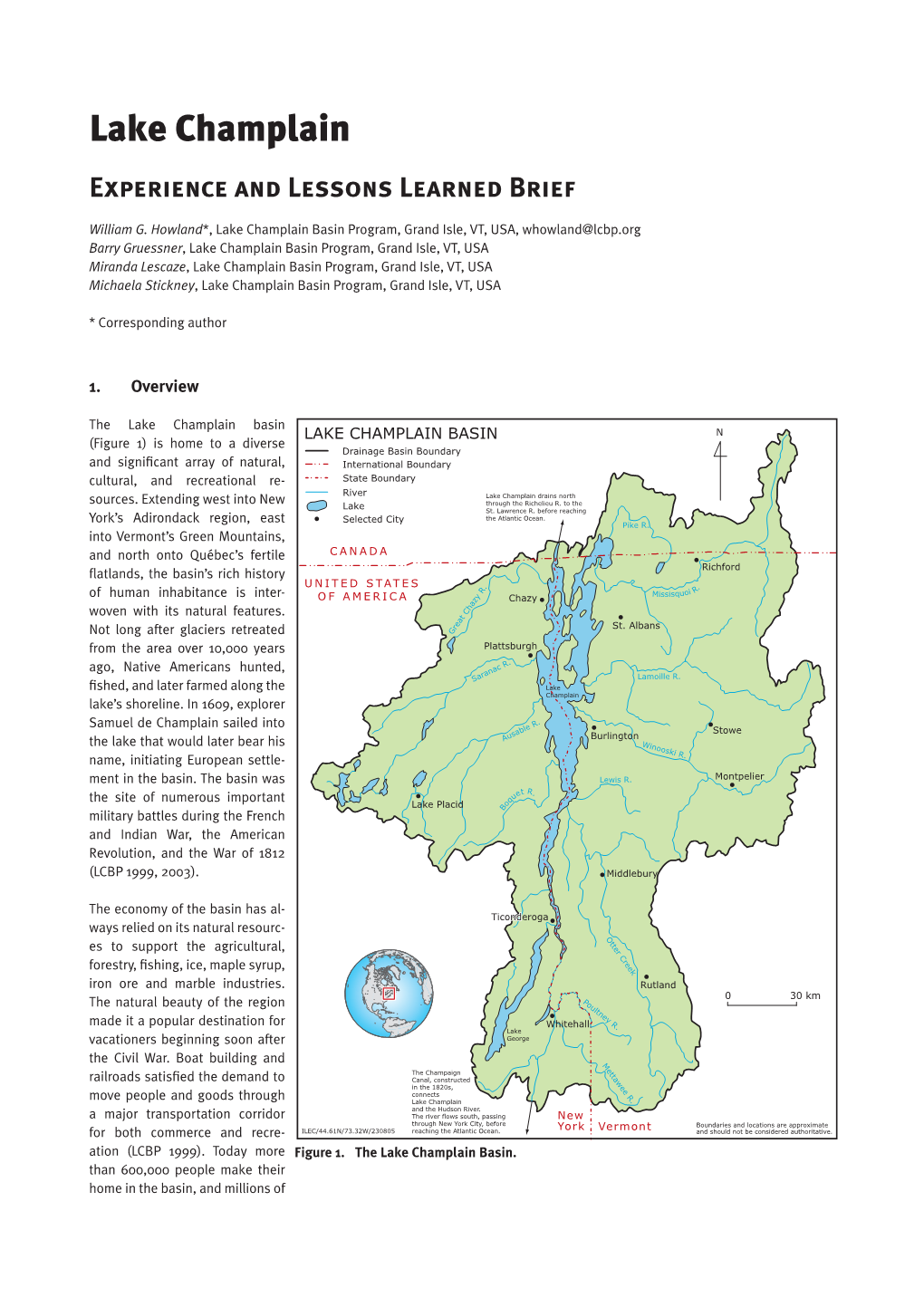 Lake Champlain- Experience and Lessons Learned Brief