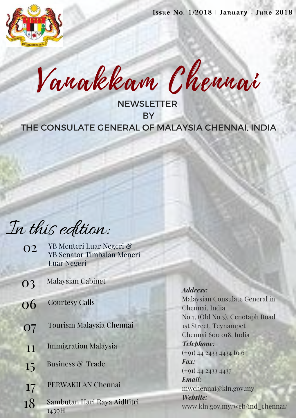 Newsletter by the Consulate General of Malaysia Chennai, India