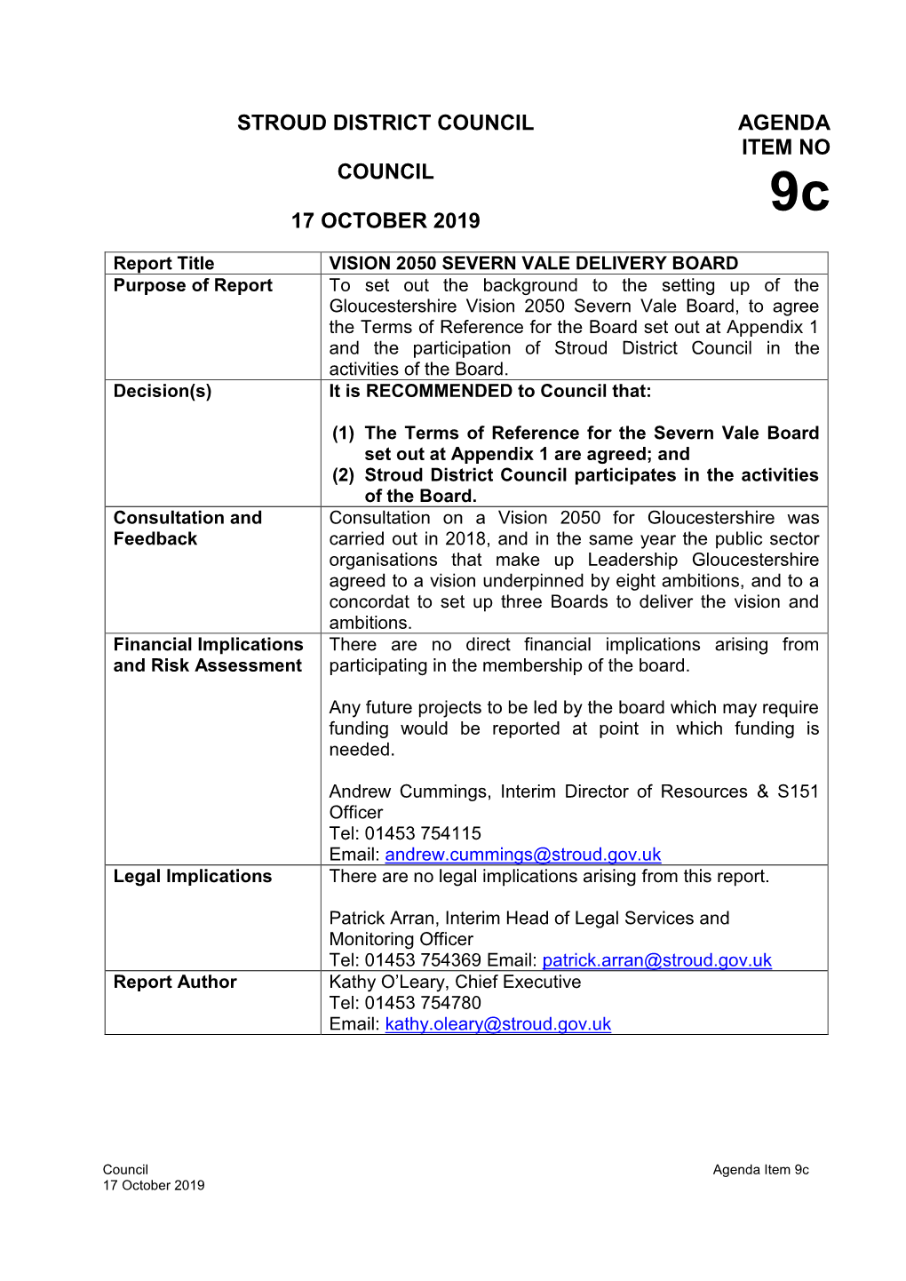 Stroud District Council Council 17 October 2019