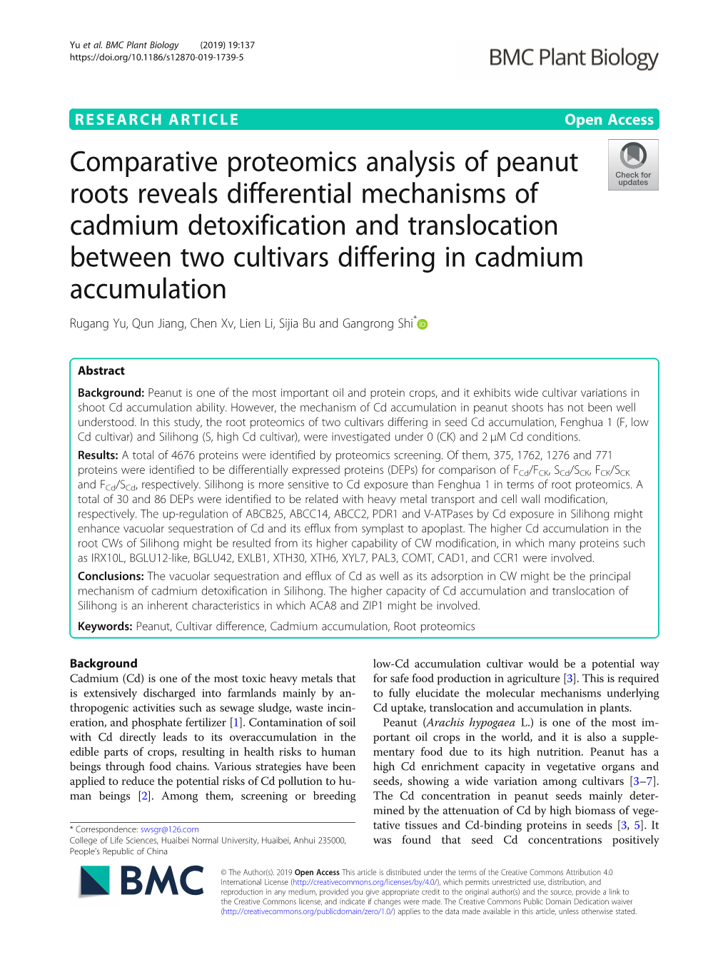 Comparative Proteomics Analysis of Peanut Roots Reveals Differential