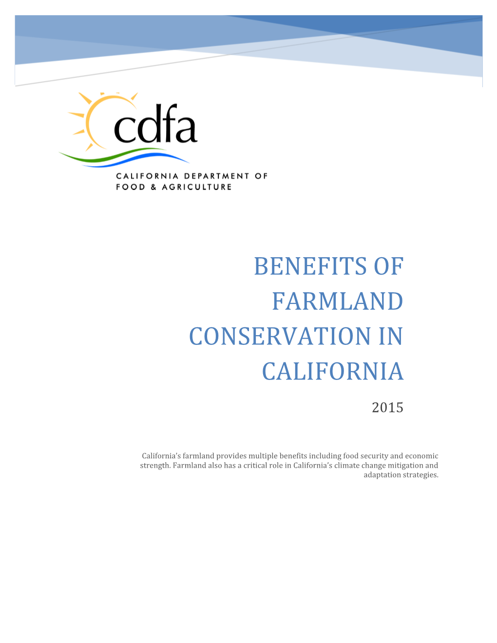 Benefits of Farmland Conservation in California