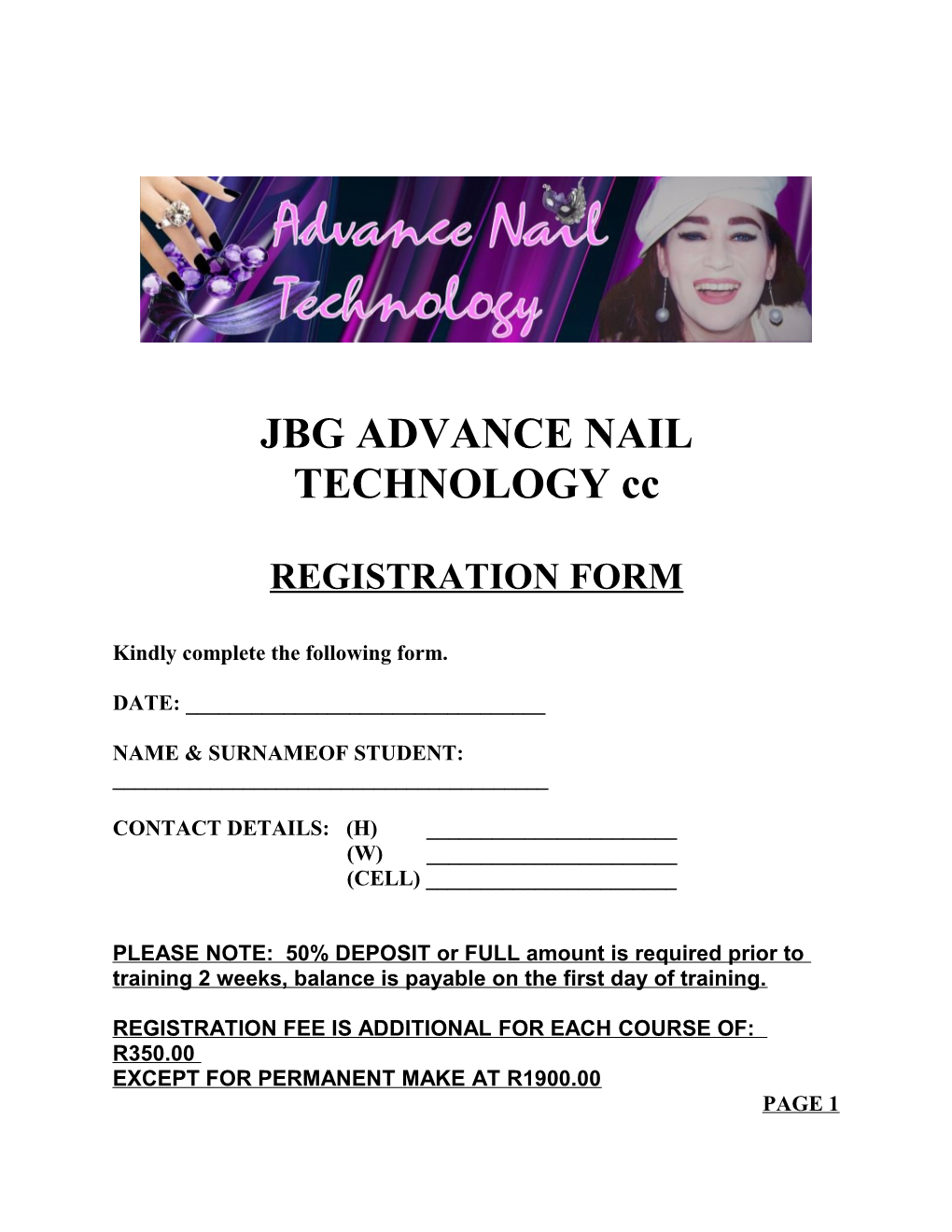 JBG ADVANCE NAIL TECHNOLOGY Cc