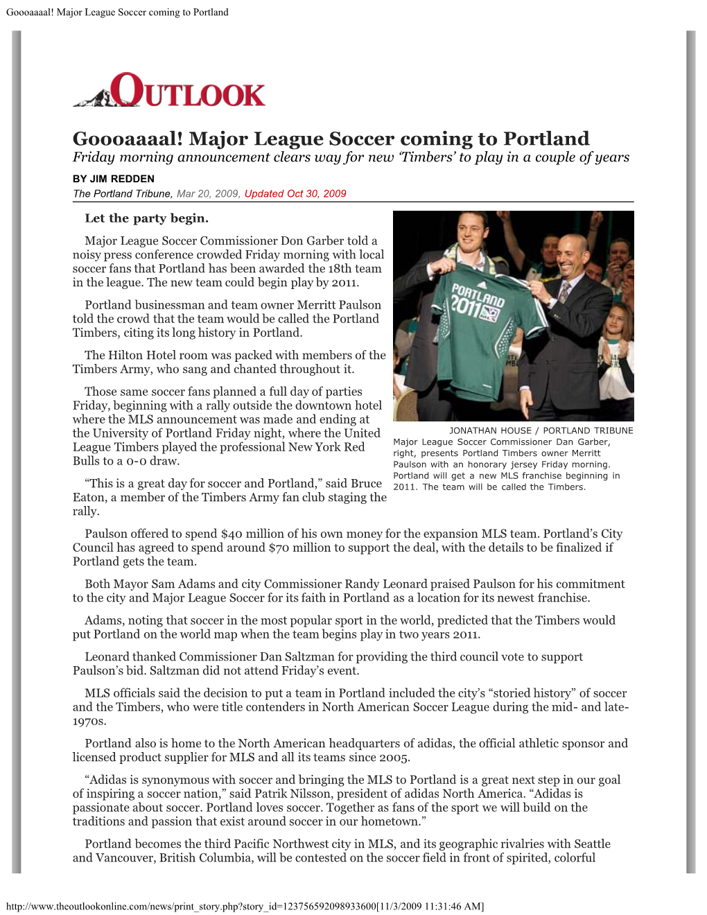 Major League Soccer Coming to Portland