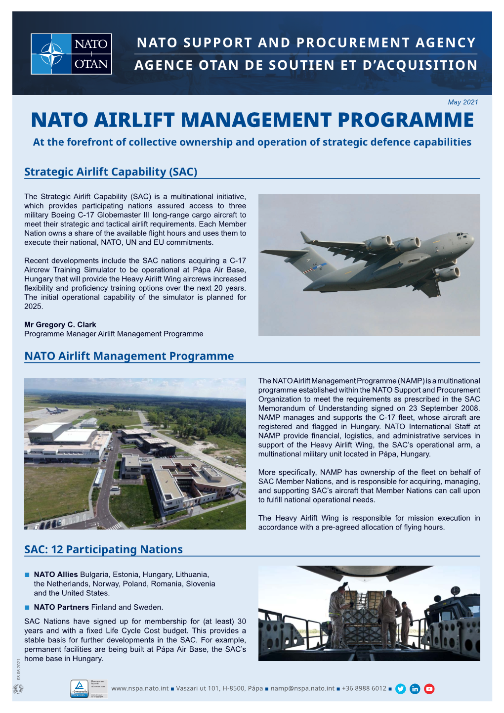 NATO AIRLIFT MANAGEMENT PROGRAMME at the Forefront of Collective Ownership and Operation of Strategic Defence Capabilities