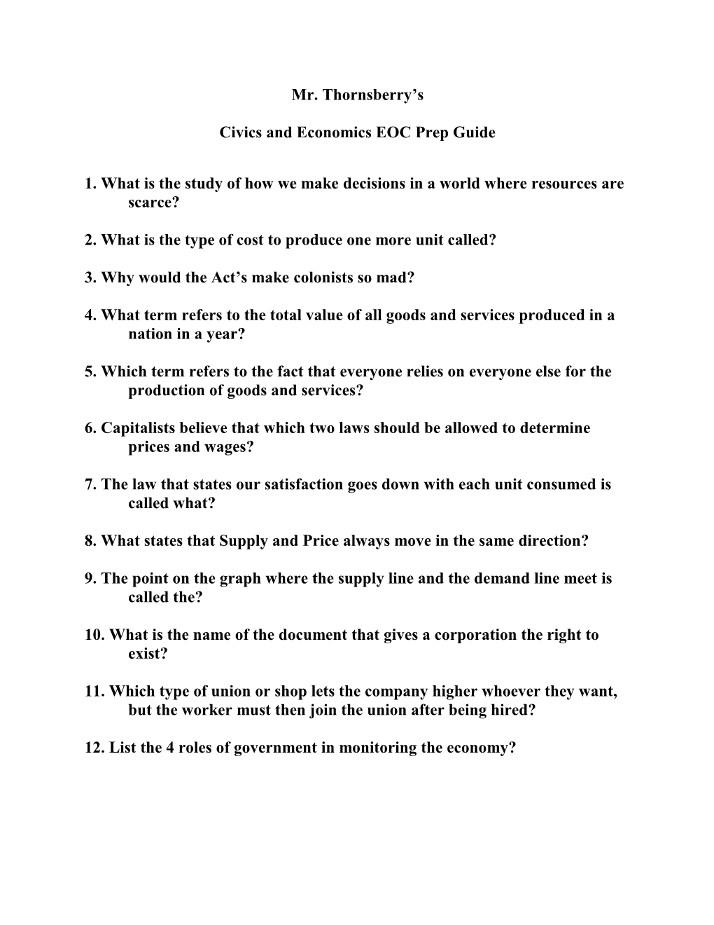 Civics and Economics EOC Prep Guide